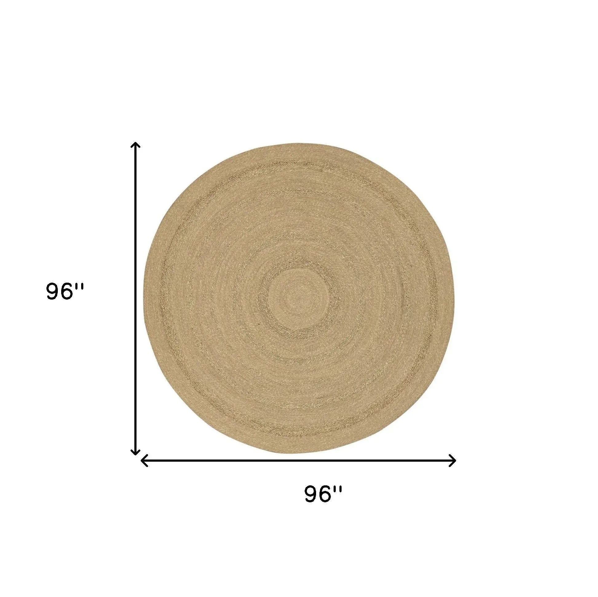 8' Natural And Brown Round Handmade Indoor Outdoor Area Rug Homeroots Outdoor