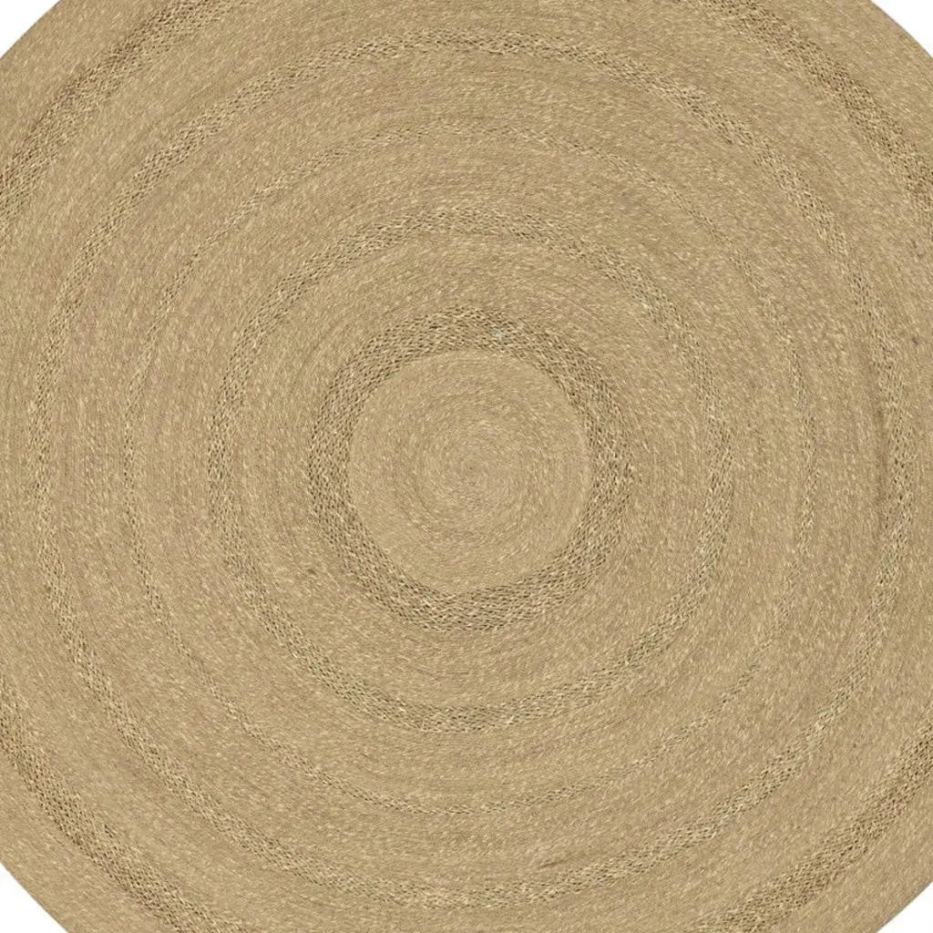 8' Natural And Brown Round Handmade Indoor Outdoor Area Rug Homeroots Outdoor