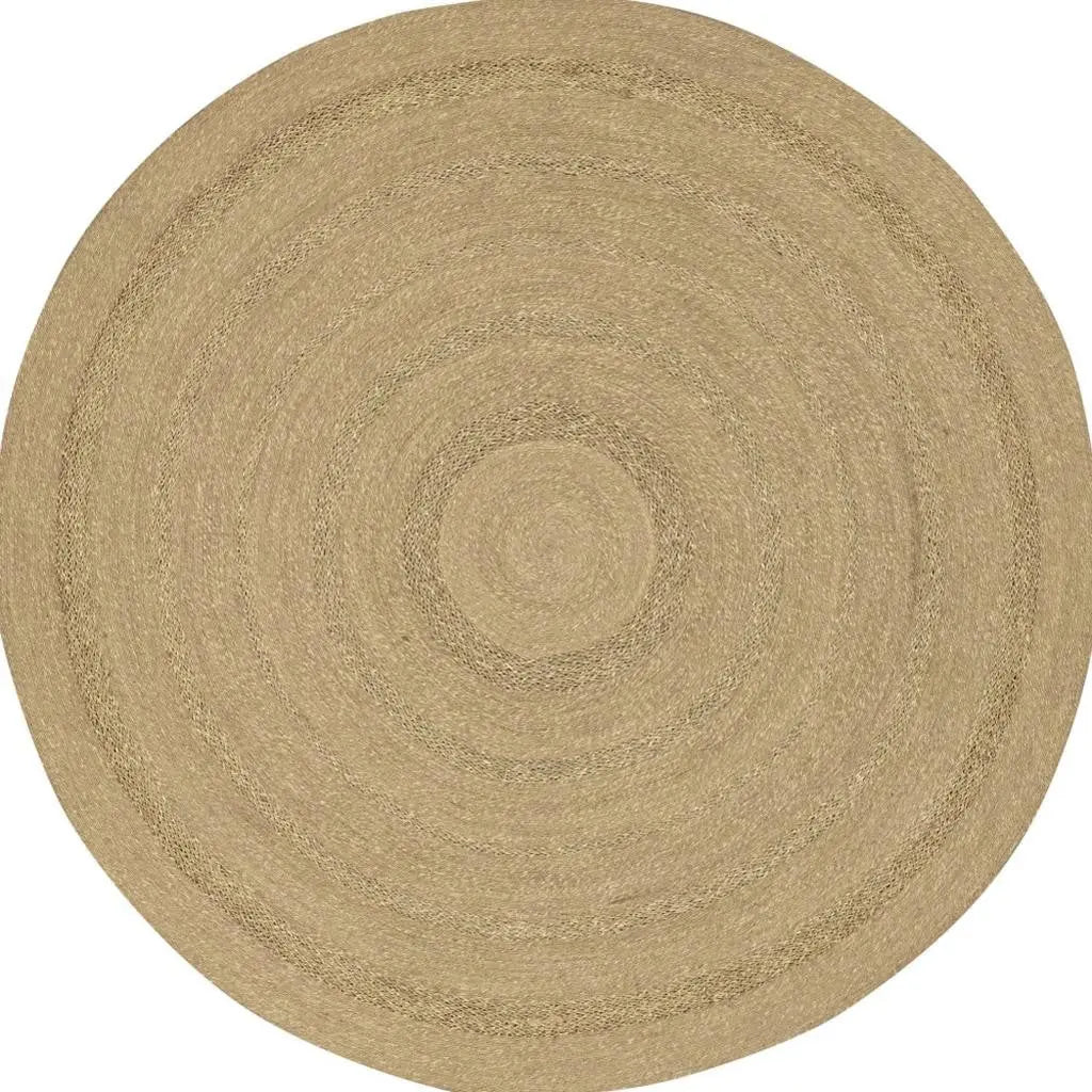 8' Natural And Brown Round Handmade Indoor Outdoor Area Rug Homeroots Outdoor
