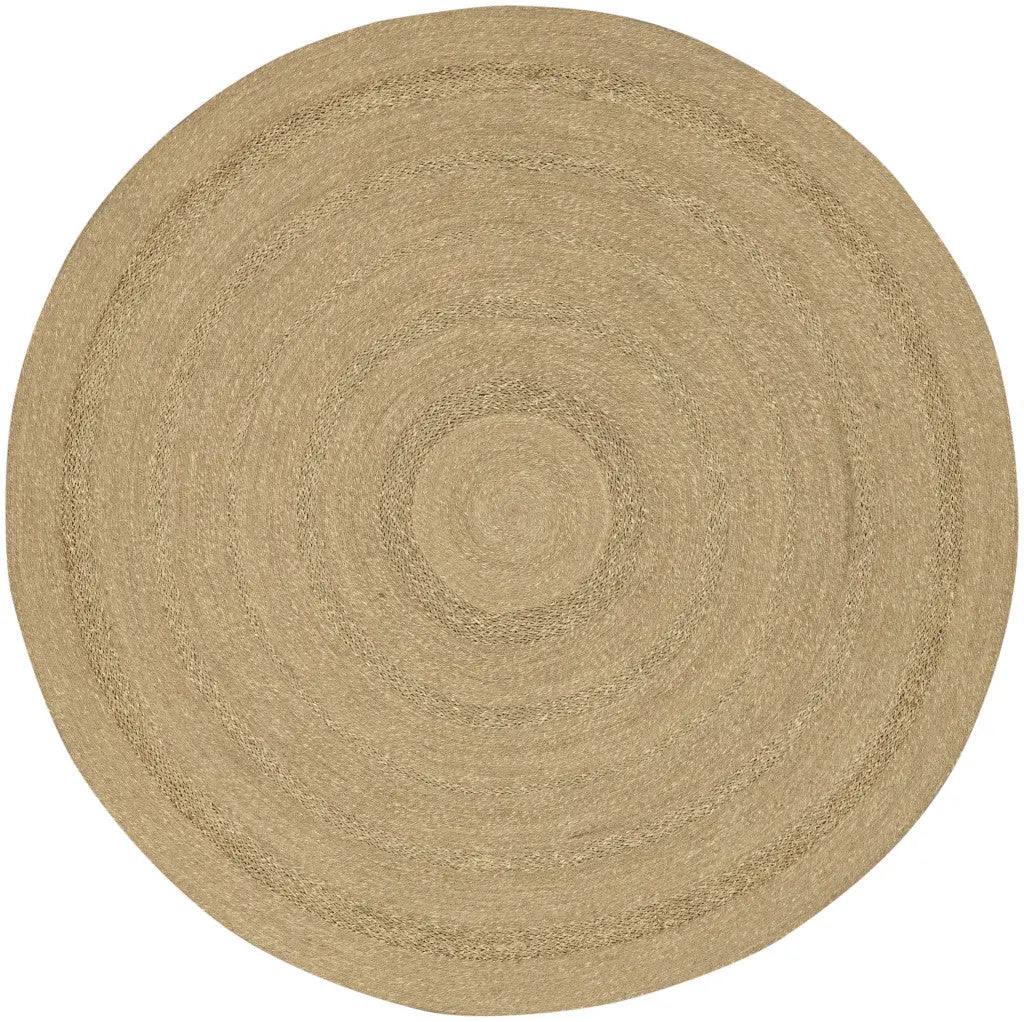 8' Natural And Brown Round Handmade Indoor Outdoor Area Rug Homeroots Outdoor