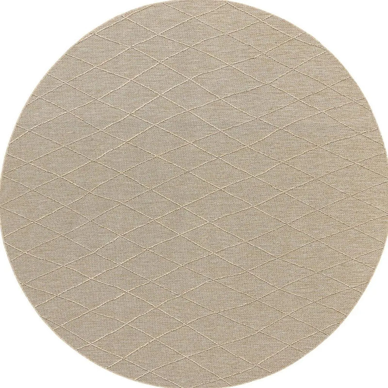8' Natural And Light Brown Round Geometric Indoor Outdoor Area Rug Homeroots Outdoor
