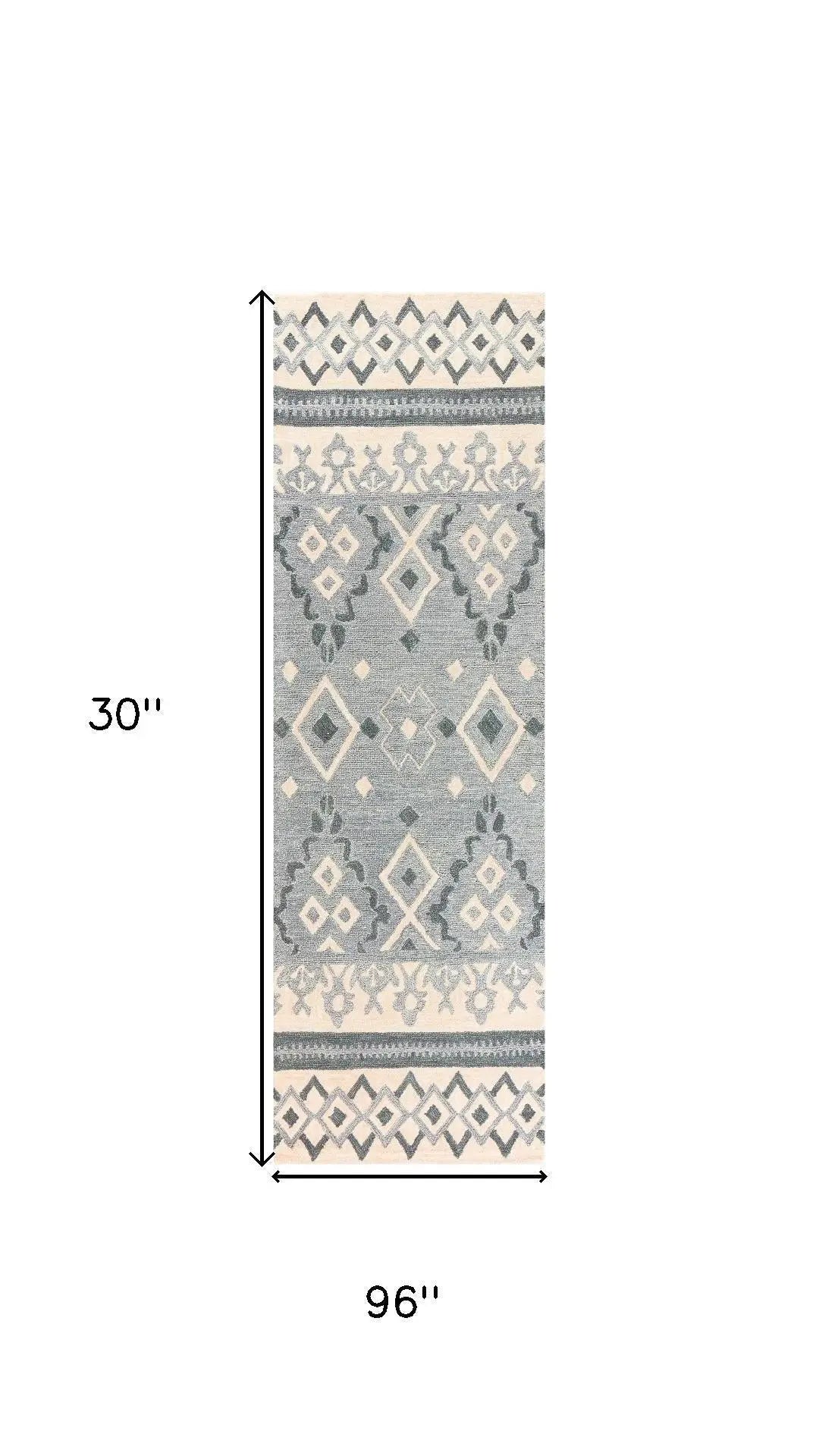 8' Natural Beige Gray And Dark Gray Wool Geometric Hand Tufted Area Rug Homeroots Home Decor