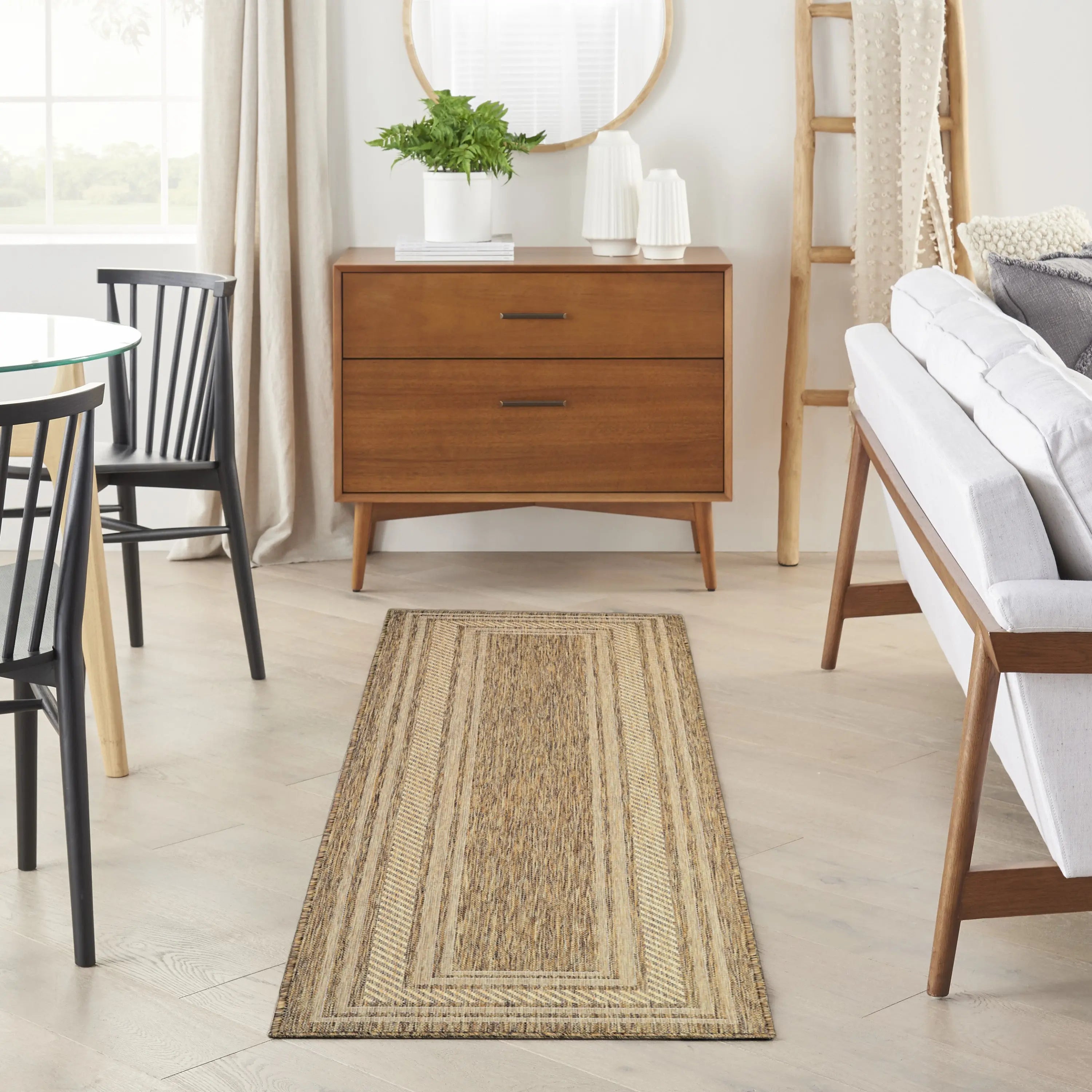 8' Natural Geometric Indoor Outdoor Runner Rug Homeroots Outdoor
