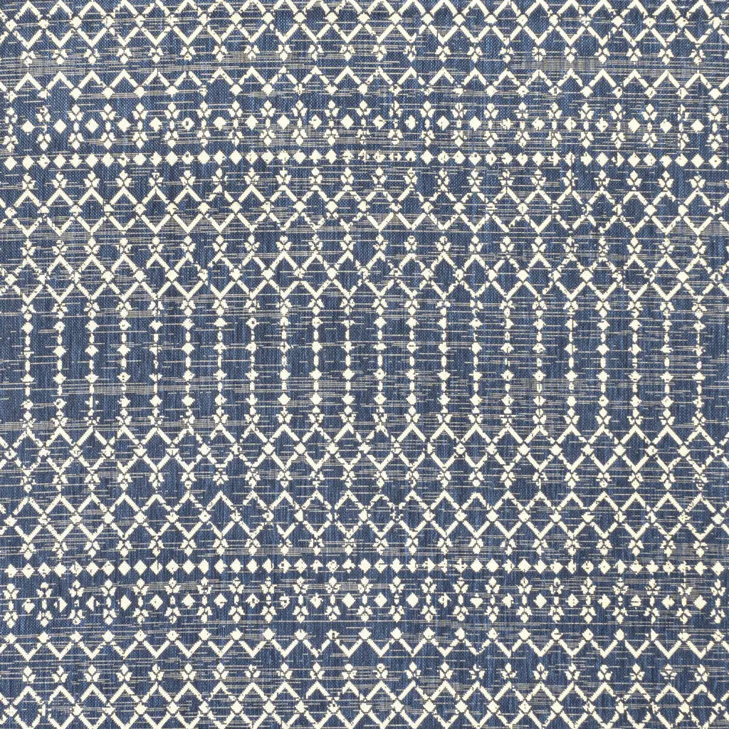 8' Navy Blue And Beige Square Trellis Indoor Outdoor Area Rug Homeroots Outdoor
