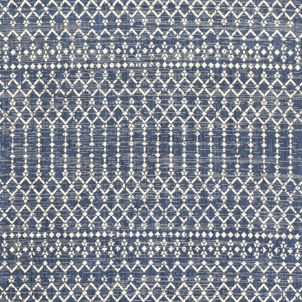 8' Navy Blue And Beige Square Trellis Indoor Outdoor Area Rug Homeroots Outdoor