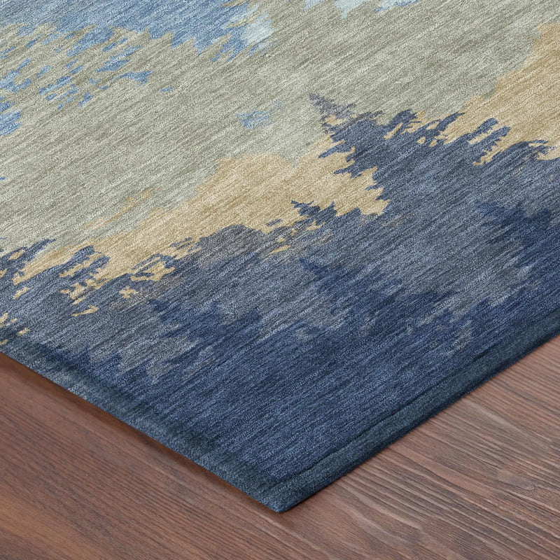 8' Navy Blue And Blue Round Floral Washable Indoor Outdoor Area Rug Homeroots Outdoor