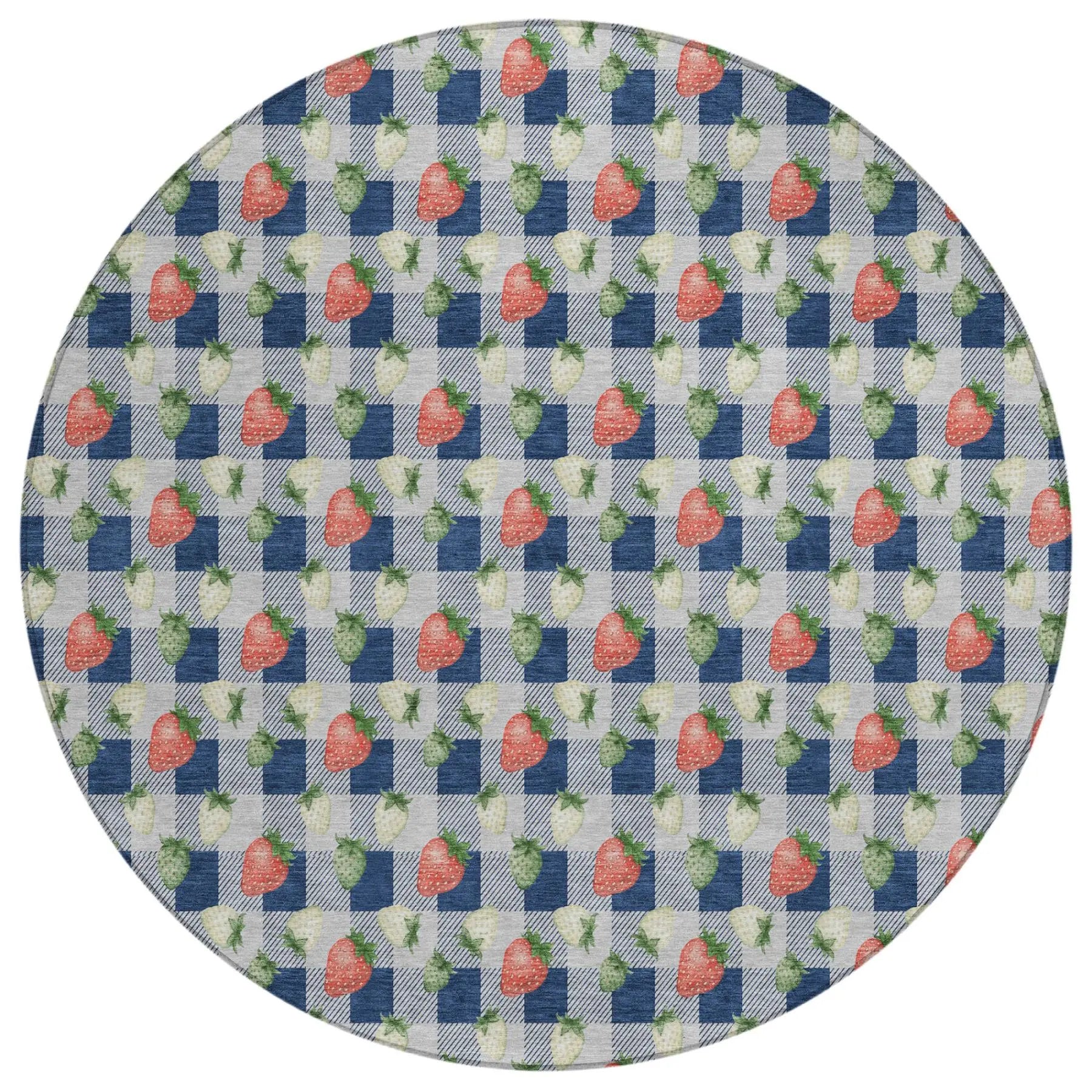 8' Navy Blue And Blue Round Floral Washable Indoor Outdoor Area Rug Homeroots Outdoor