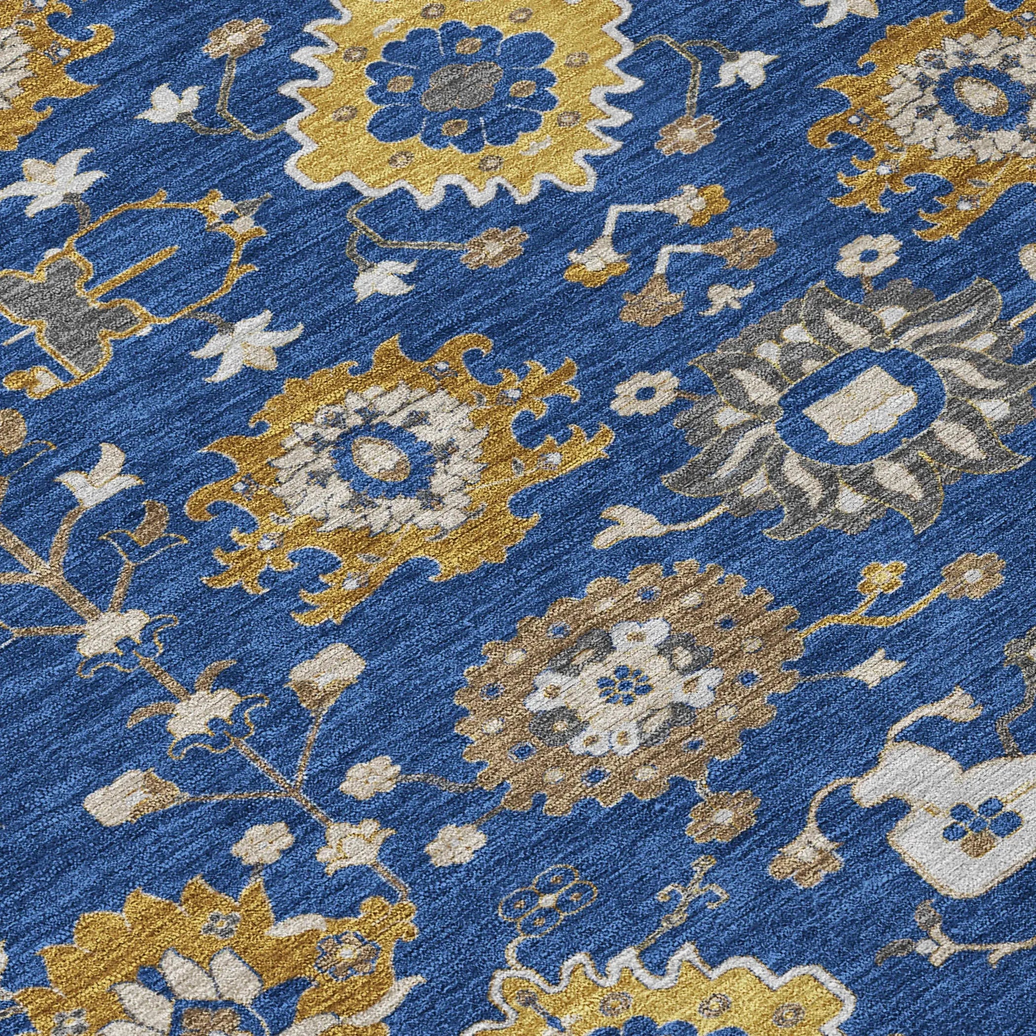 8' Navy Blue And Blue Round Geometric Washable Indoor Outdoor Area Rug Homeroots Outdoor