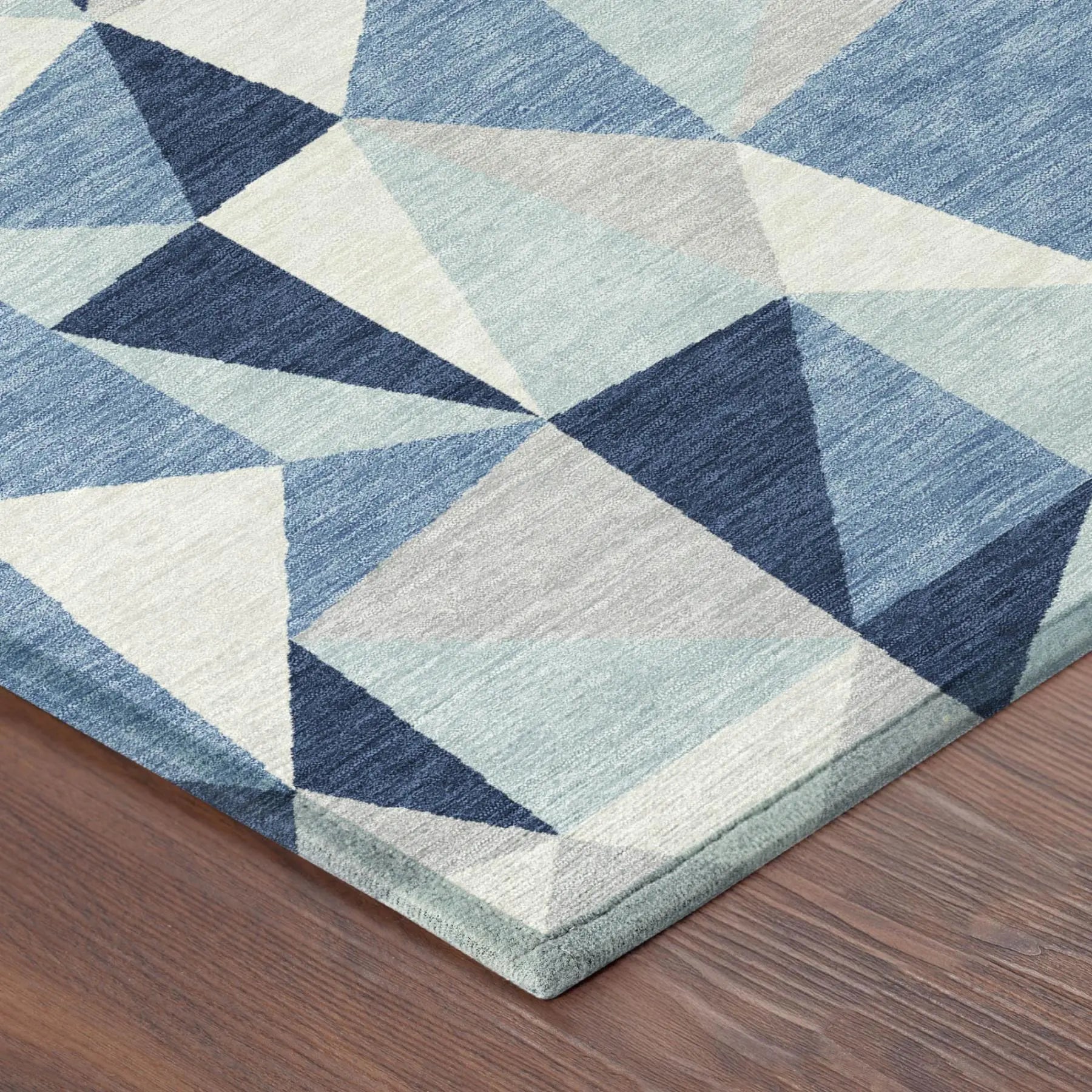 8' Navy Blue And Blue Round Geometric Washable Indoor Outdoor Area Rug Homeroots Outdoor