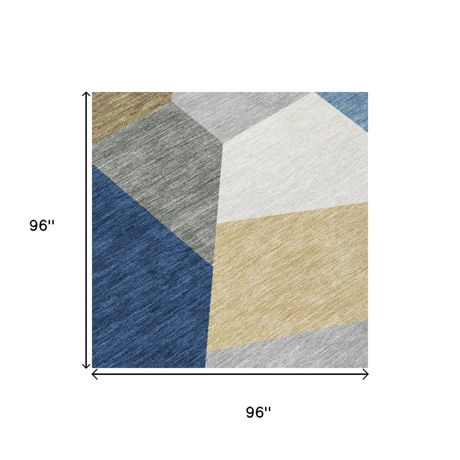 8' Navy Blue And Blue Round Geometric Washable Indoor Outdoor Area Rug Homeroots Outdoor