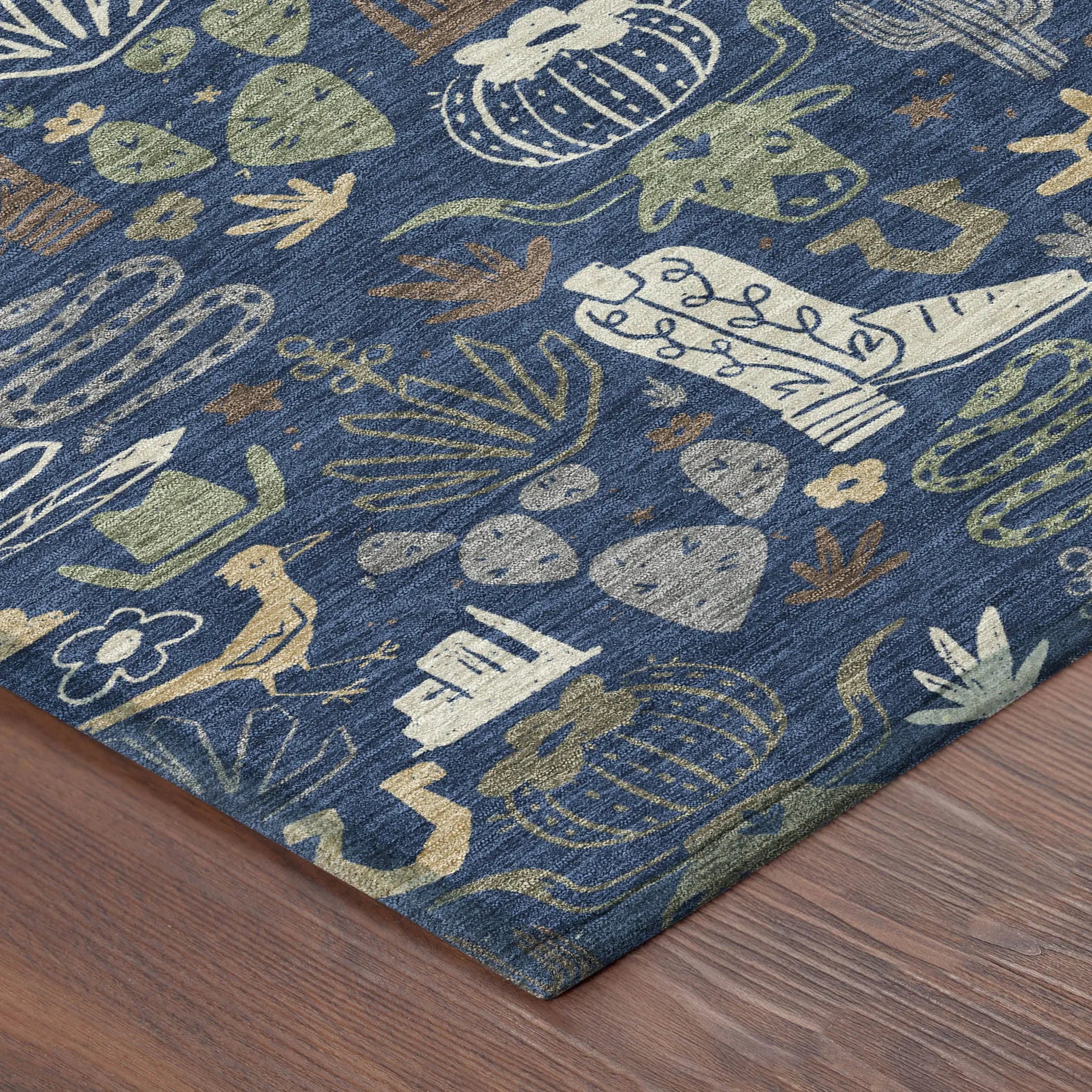 8' Navy Blue And Brown Round Cactus Washable Indoor Outdoor Area Rug Homeroots Outdoor
