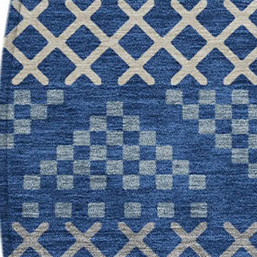 8' Navy Blue And Copper Round Striped Washable Indoor Outdoor Area Rug Homeroots Outdoor
