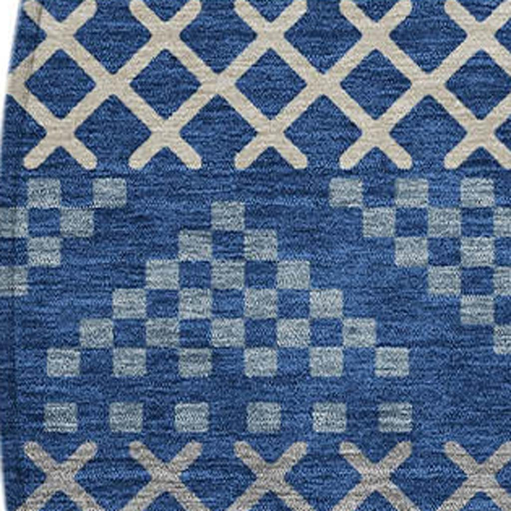8' Navy Blue And Copper Round Striped Washable Indoor Outdoor Area Rug Homeroots Outdoor