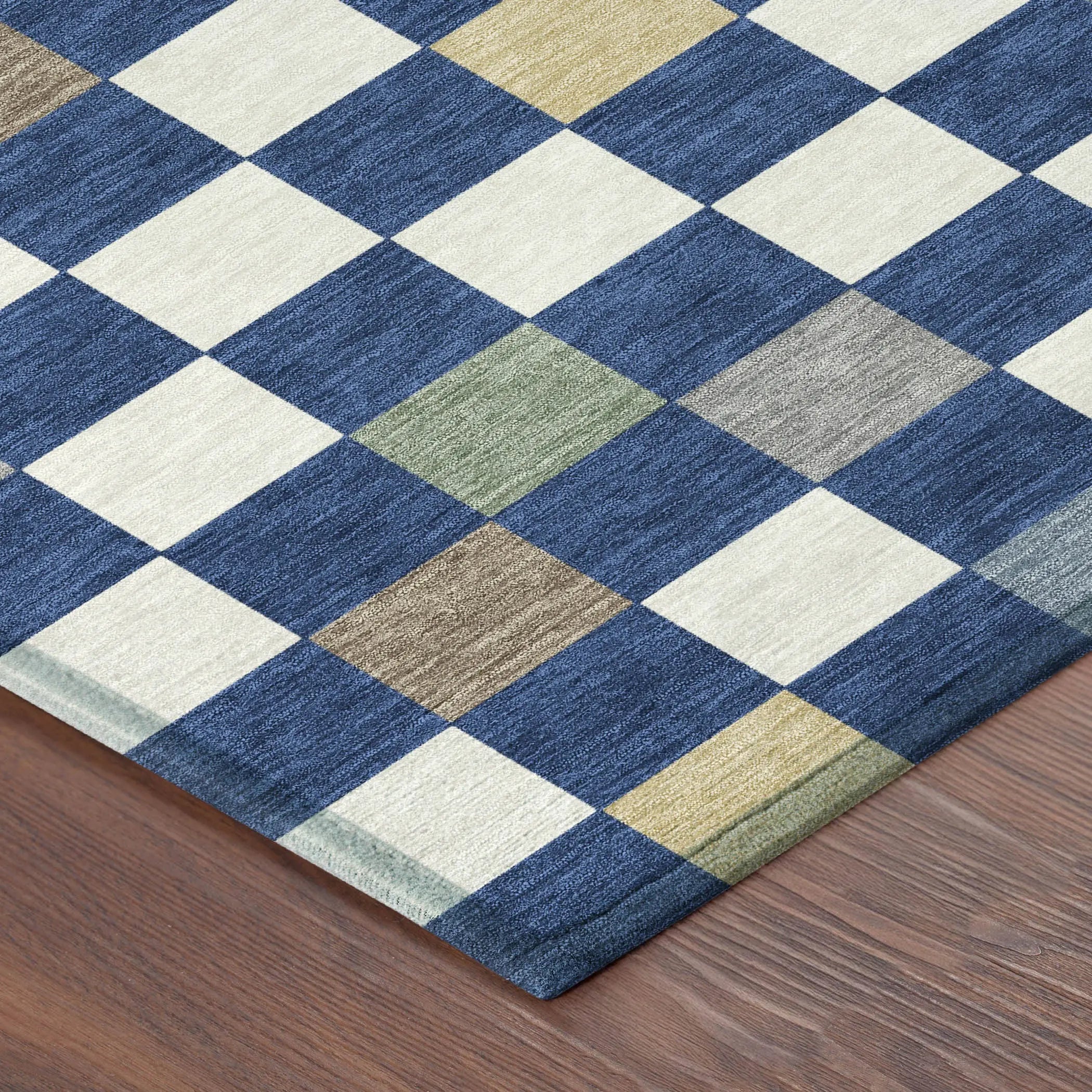 8' Navy Blue And Gray Round Geometric Washable Indoor Outdoor Area Rug Homeroots Outdoor