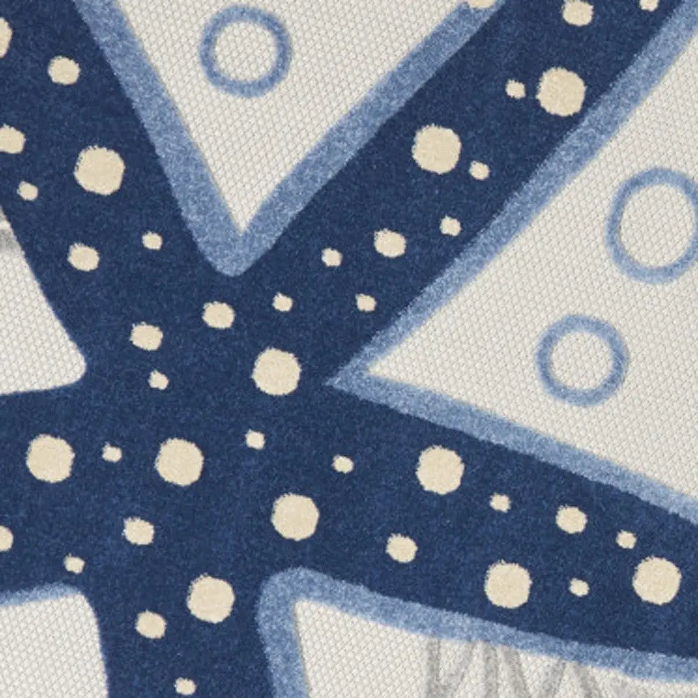 8' Navy Blue And Gray Round Starfish Indoor Outdoor Area Rug Homeroots Outdoor