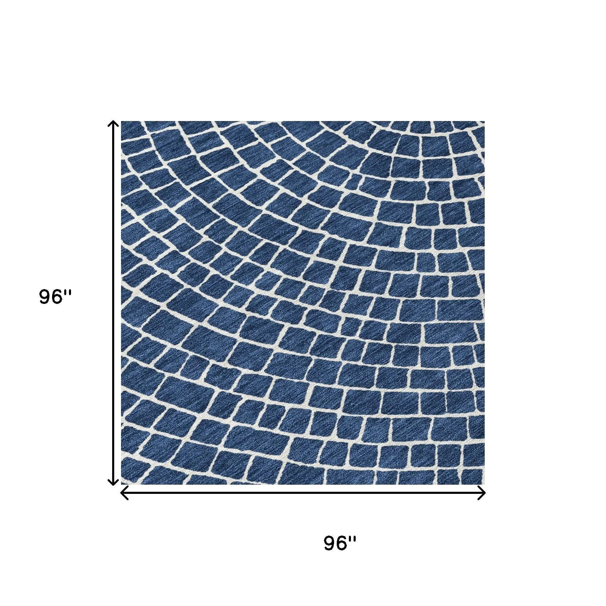 8' Navy Blue And Ivory Round Geometric Washable Indoor Outdoor Area Rug Homeroots Outdoor