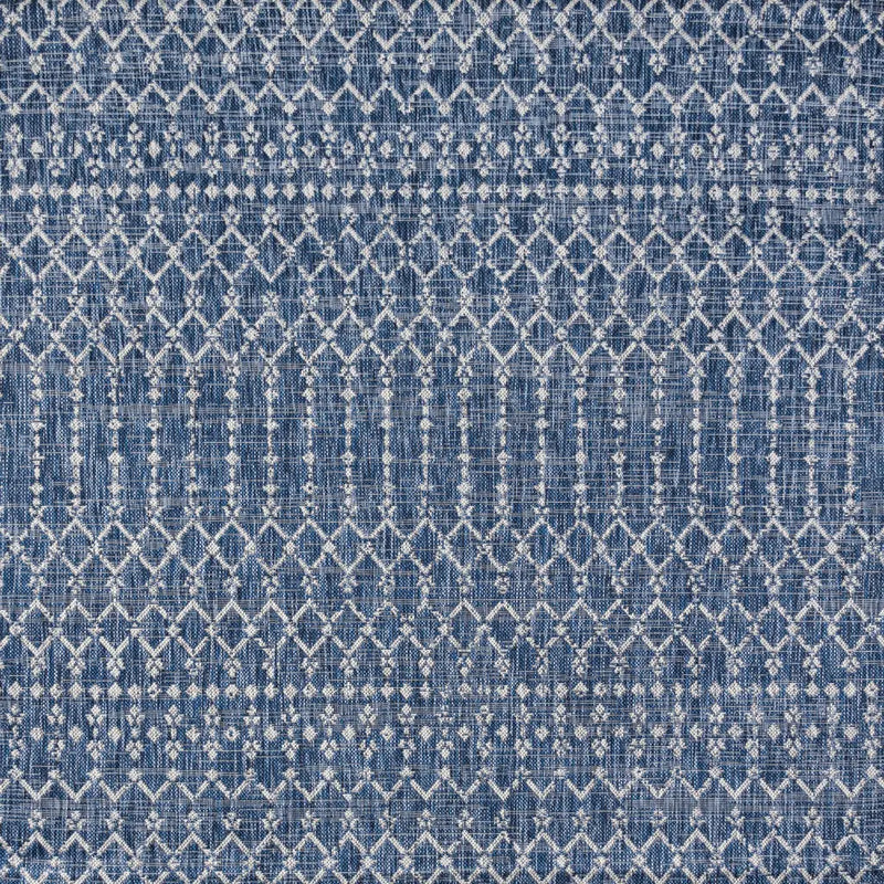 8' Navy Blue And Light Gray Square Trellis Indoor Outdoor Area Rug - GreatEagleInc