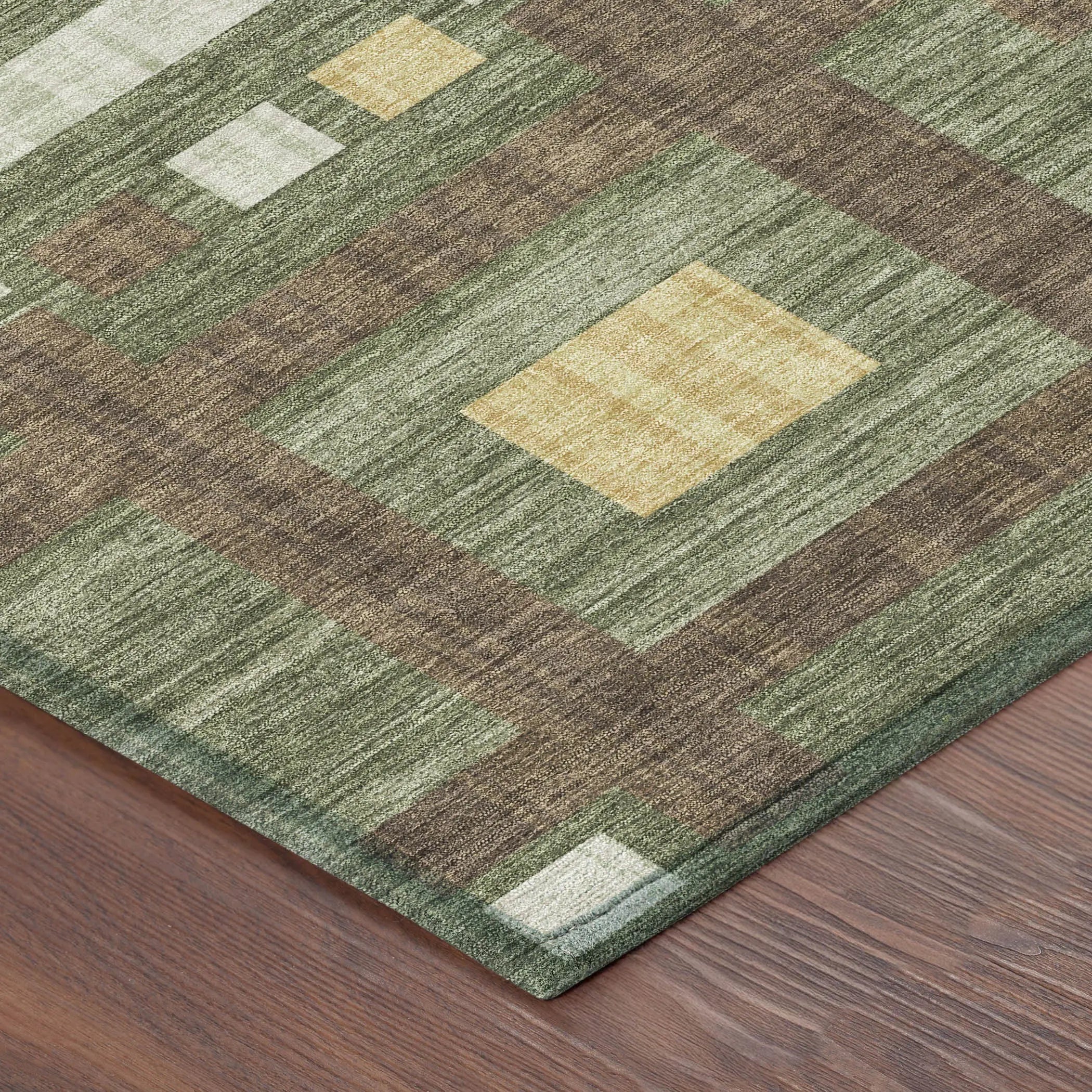 8' Olive Green And Gray Round Geometric Washable Indoor Outdoor Area Rug Homeroots Outdoor
