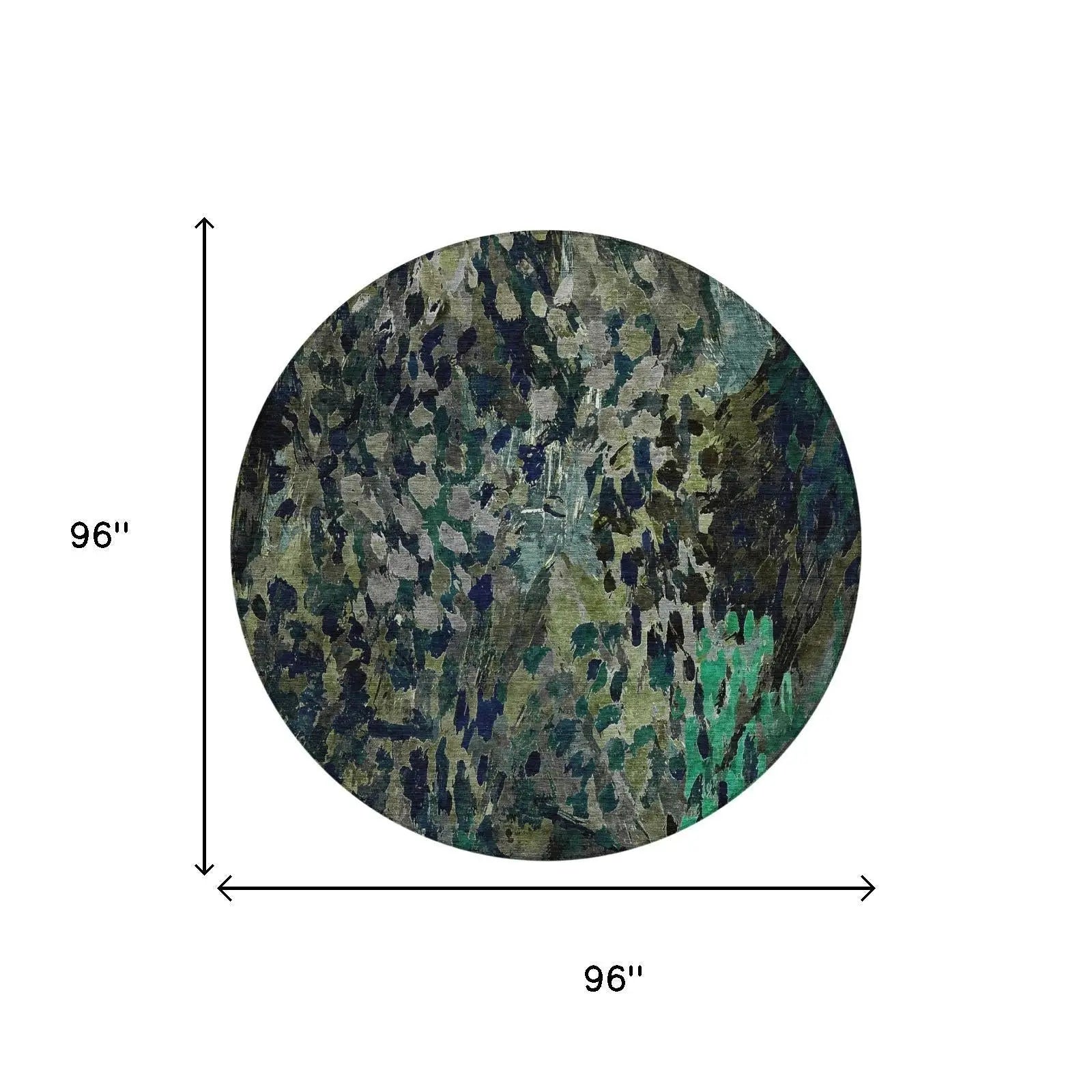 8' Olive Green And Green Round Abstract Washable Indoor Outdoor Area Rug Homeroots Outdoor