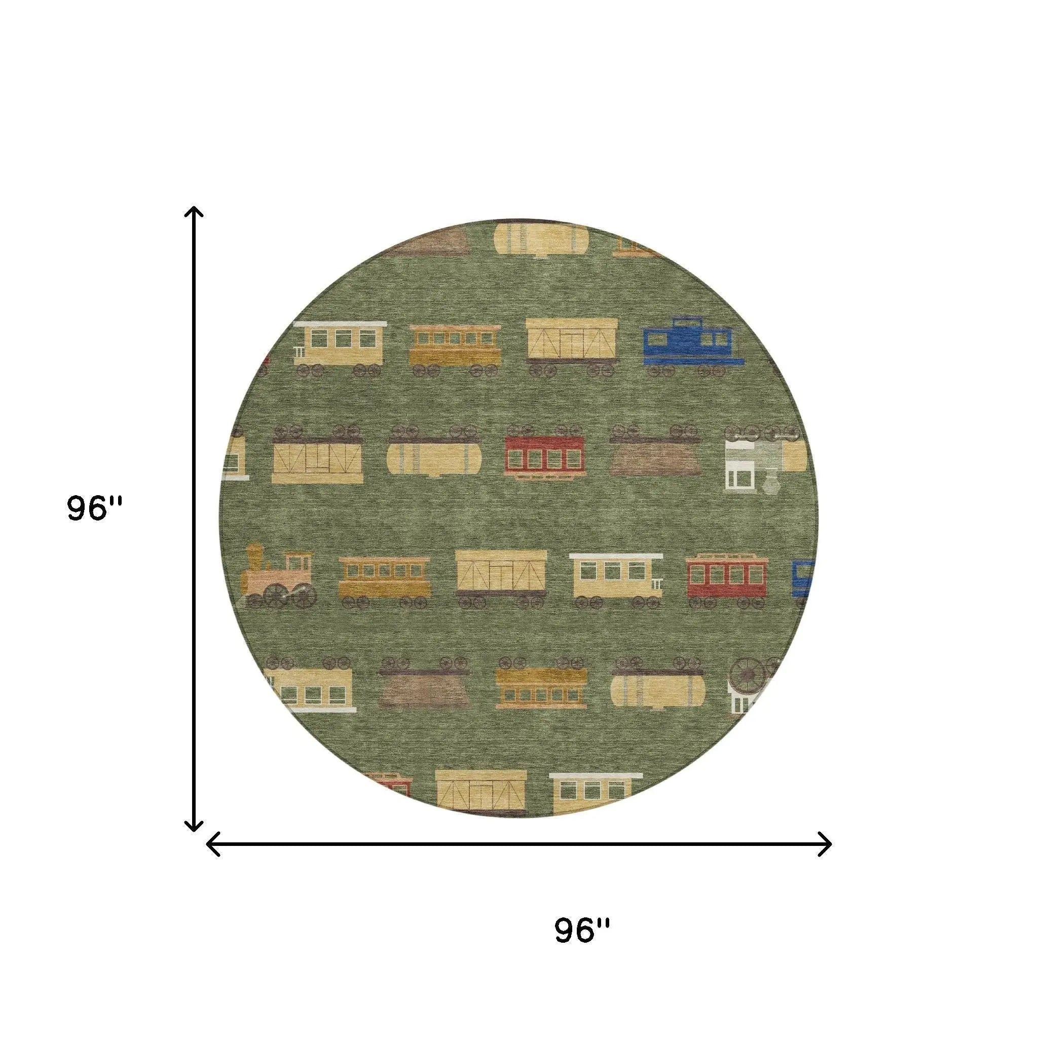 8' Olive Green And Green Round Abstract Washable Indoor Outdoor Area Rug Homeroots Outdoor