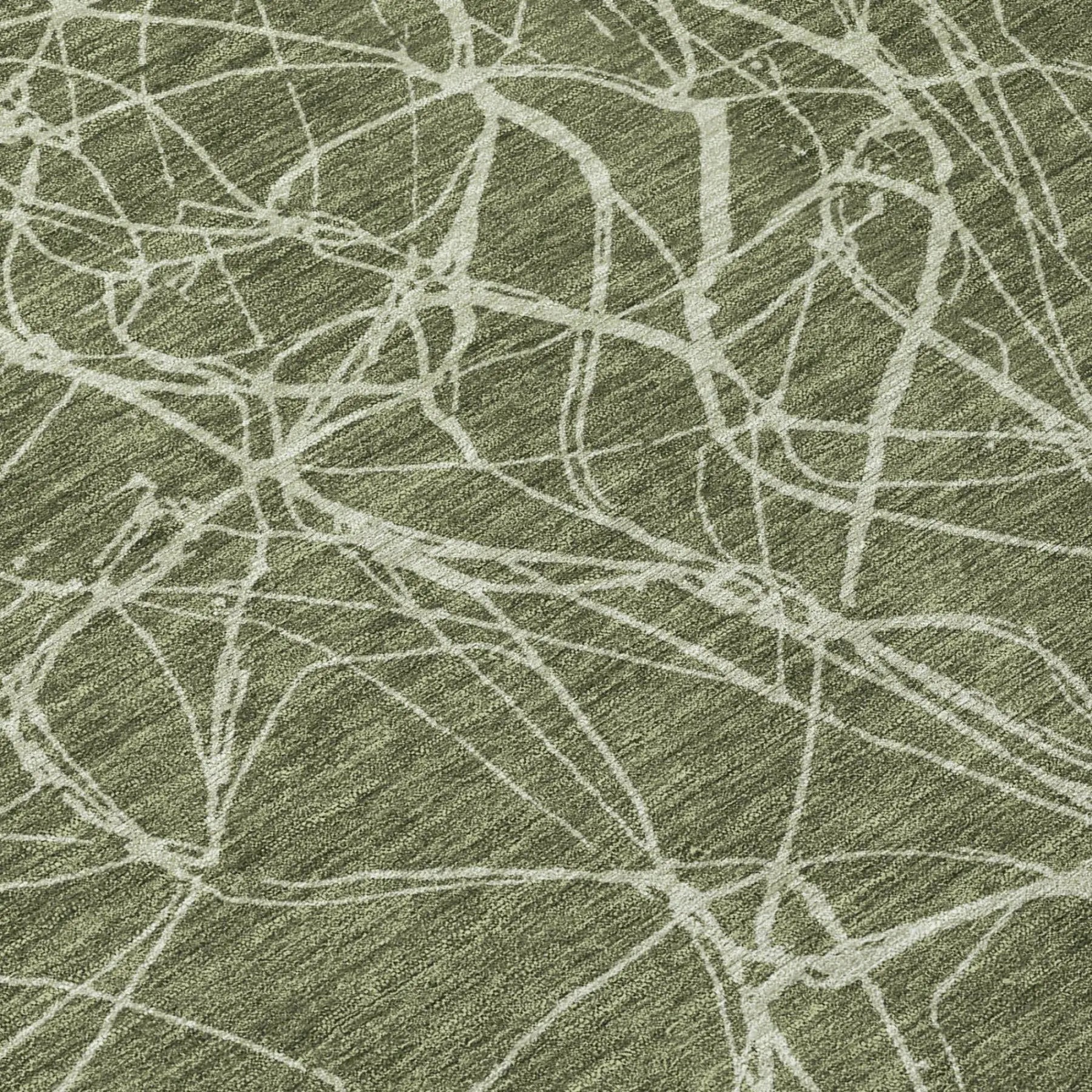 8' Olive Green And Green Round Abstract Washable Indoor Outdoor Area Rug Homeroots Outdoor