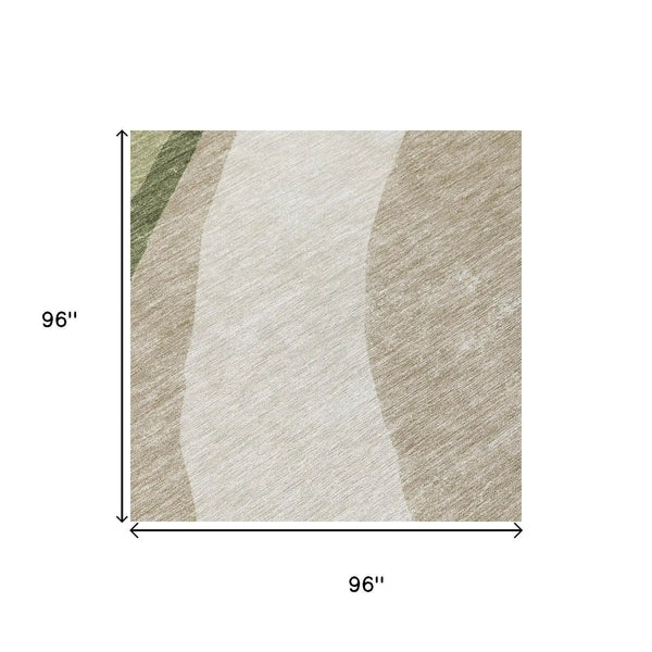 8' Olive Green And Green Round Abstract Washable Indoor Outdoor Area Rug Homeroots Outdoor