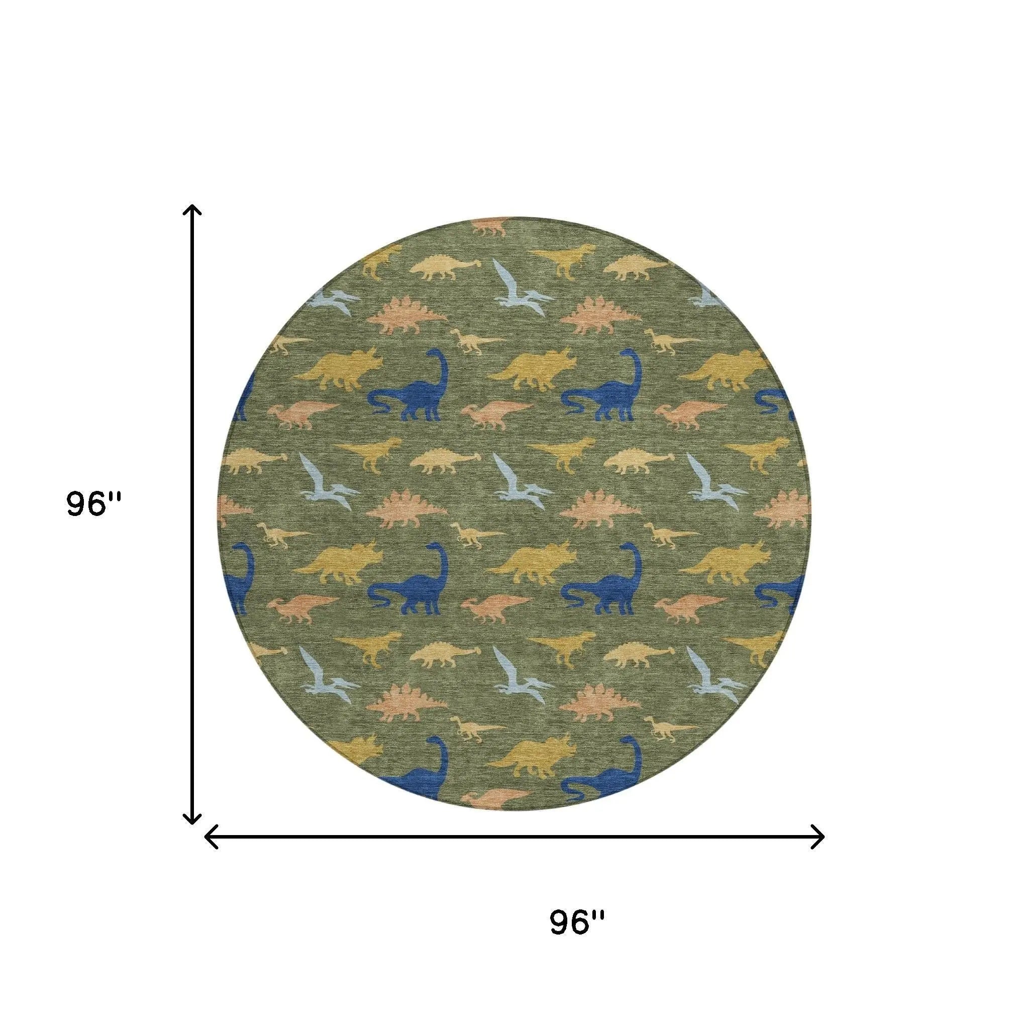8' Olive Green And Green Round Geometric Washable Indoor Outdoor Area Rug Homeroots Outdoor