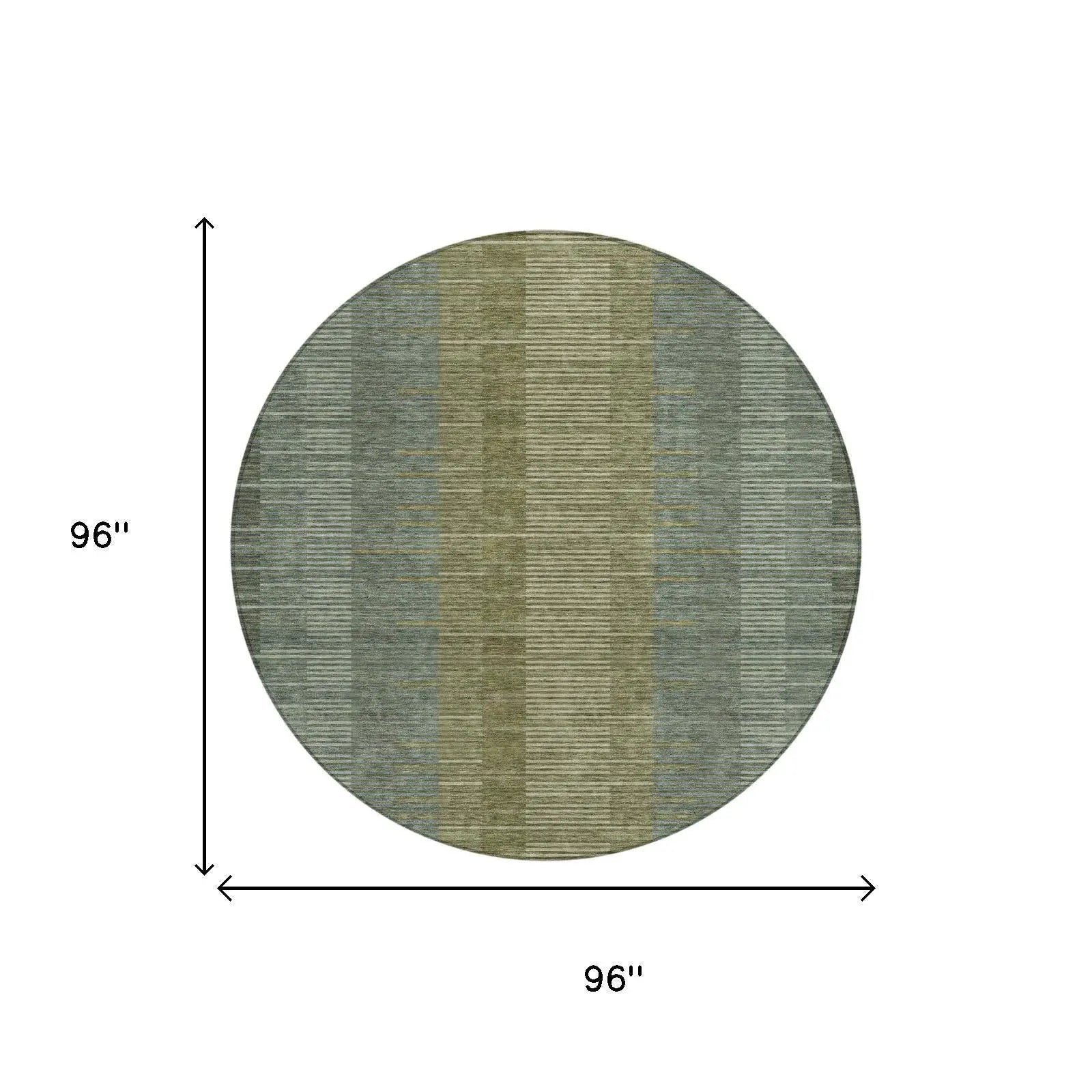 8' Olive Green And Green Round Striped Washable Indoor Outdoor Area Rug Homeroots Outdoor