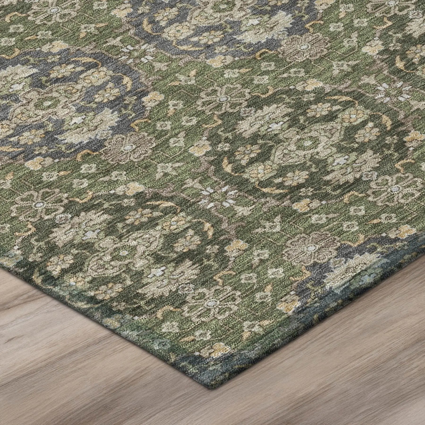 8' Olive Green And Green Round Striped Washable Indoor Outdoor Area Rug Homeroots Outdoor