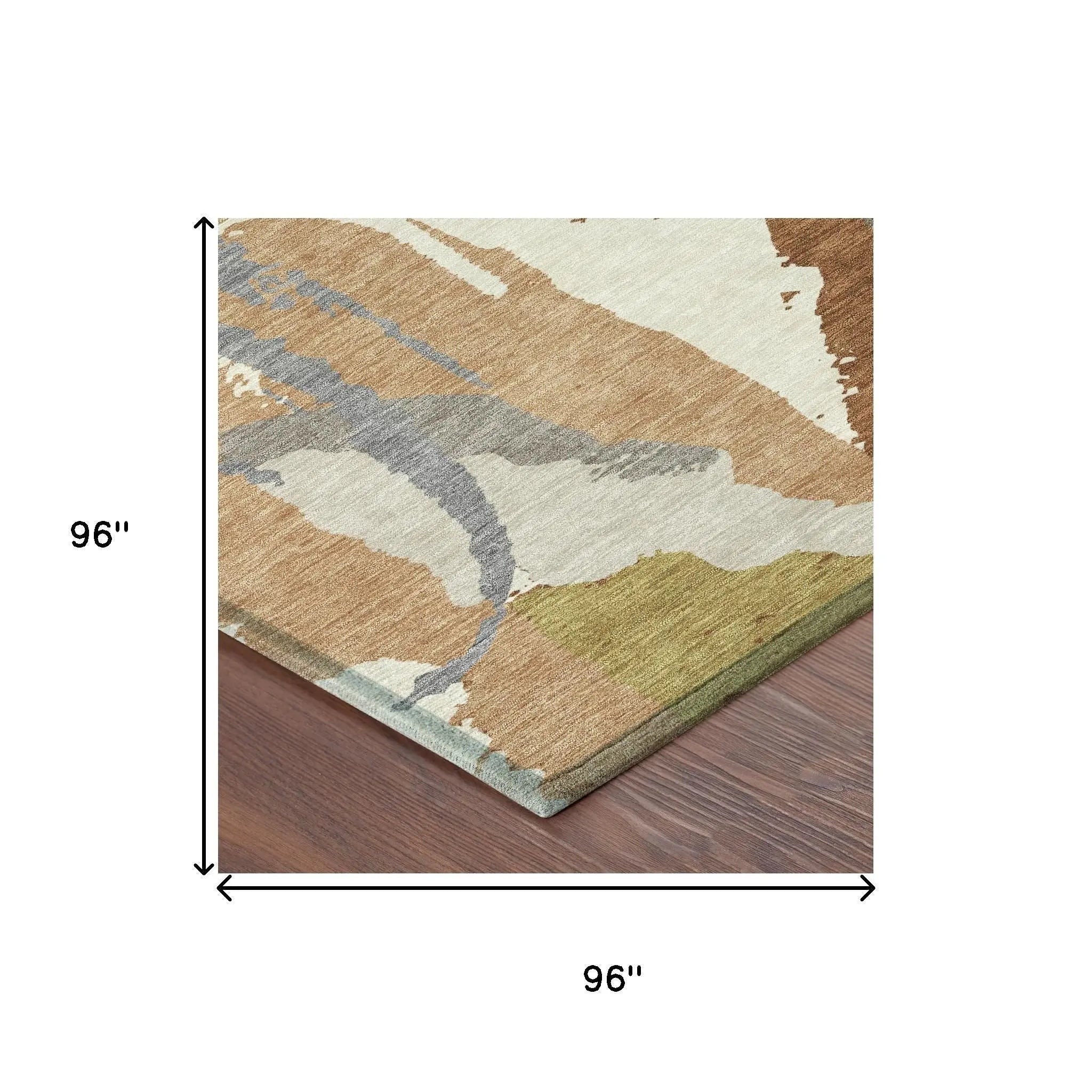 8' Orange And Beige Round Abstract Washable Indoor Outdoor Area Rug Homeroots Outdoor