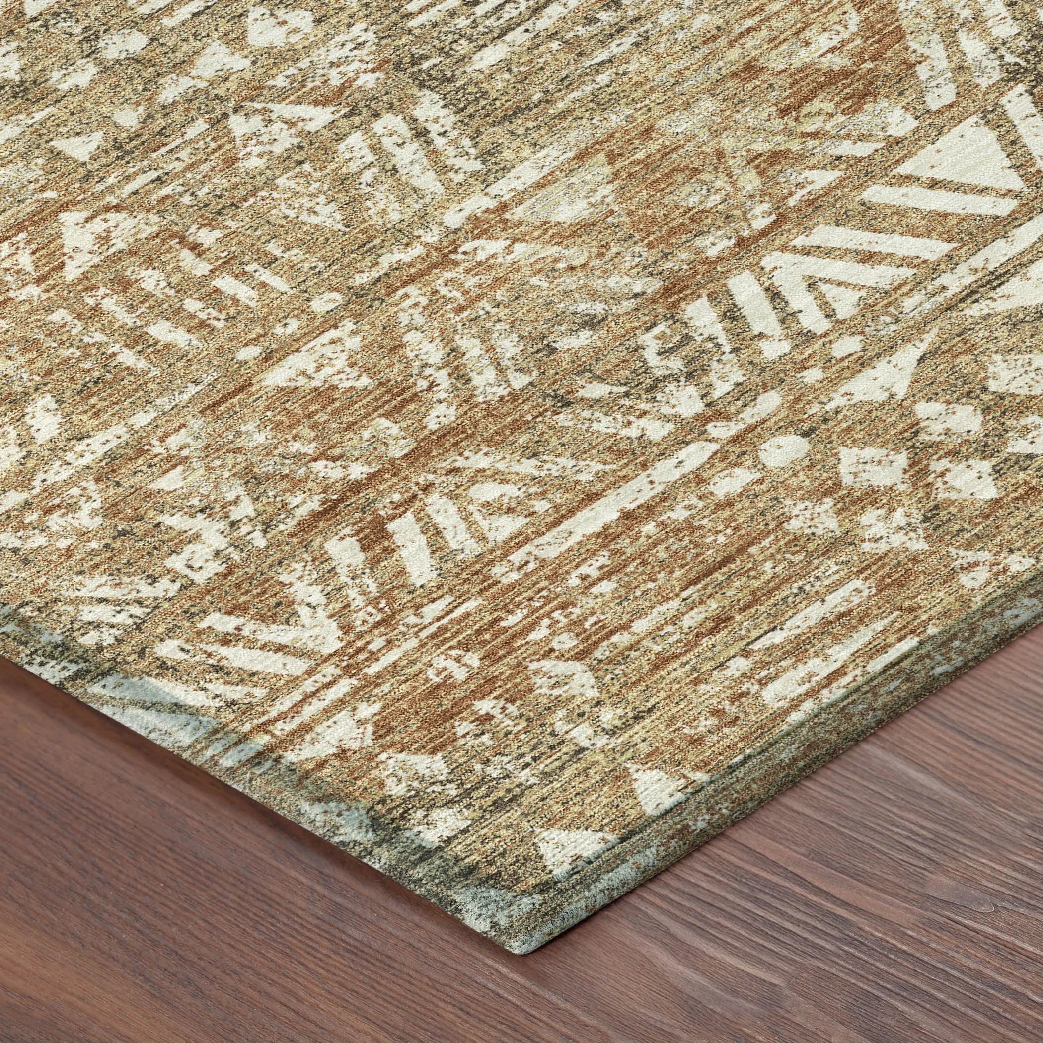 8' Orange And Brown Round Geometric Washable Indoor Outdoor Area Rug Homeroots Outdoor