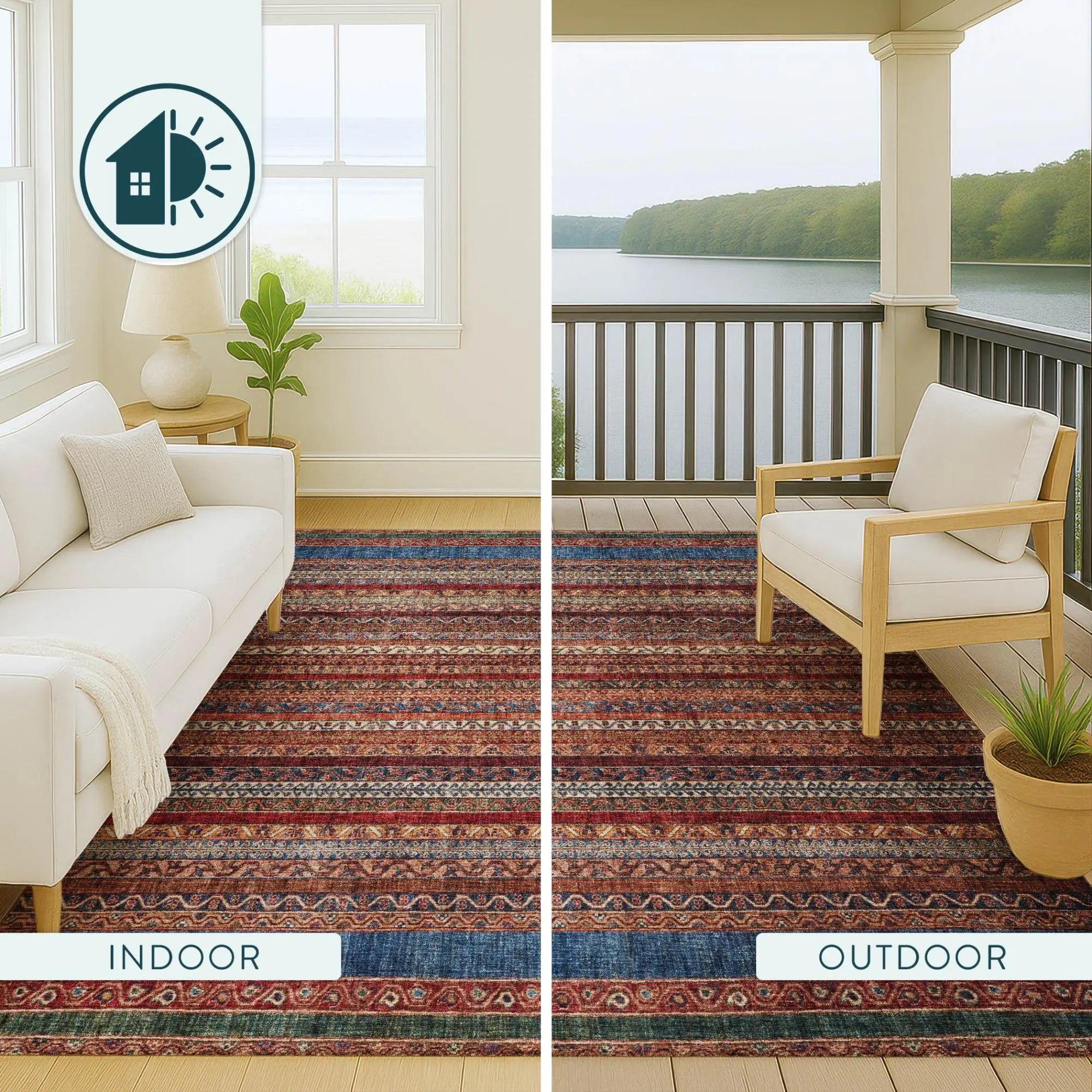 8' Orange And Burgundy Round Striped Washable Indoor Outdoor Area Rug Homeroots Outdoor