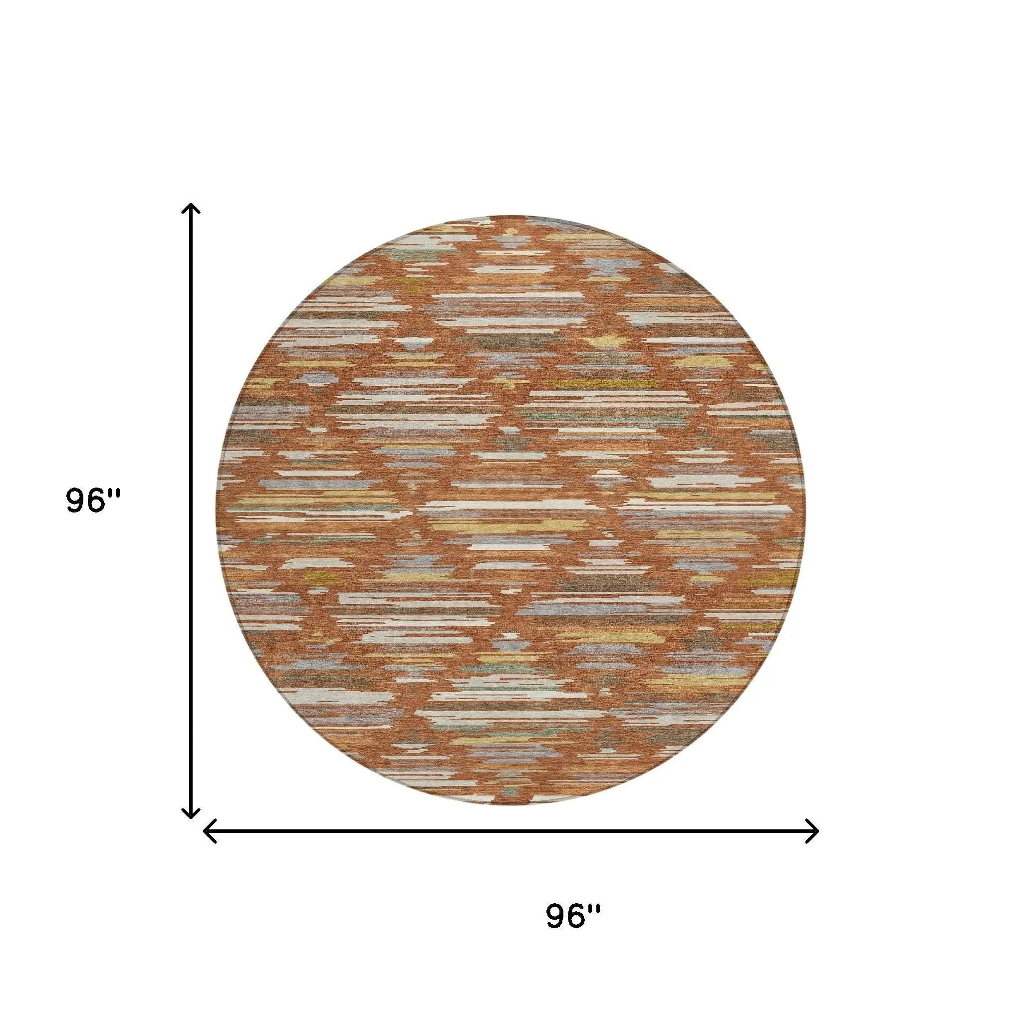 8' Orange And Charcoal Round Southwestern Washable Indoor Outdoor Area Rug Homeroots Outdoor