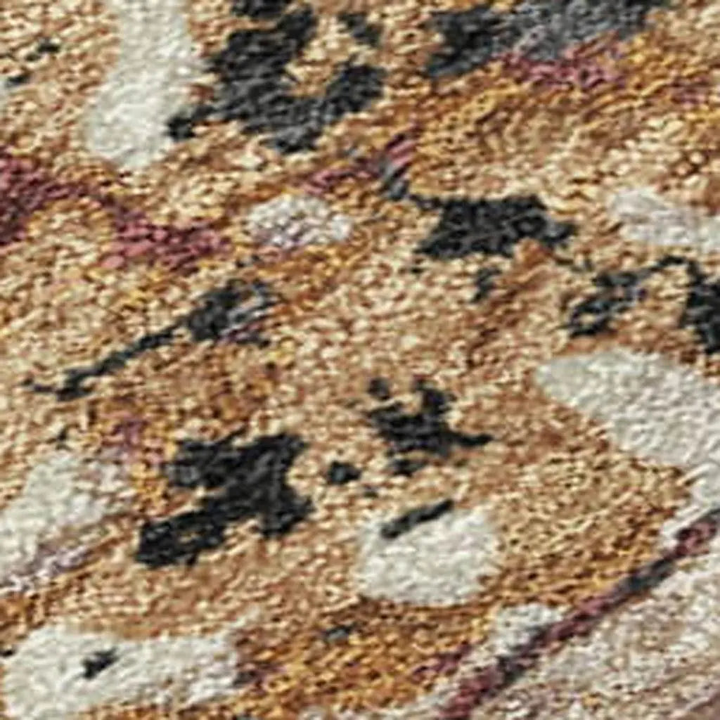 8' Orange And Copper Round Abstract Washable Indoor Outdoor Area Rug Homeroots Outdoor