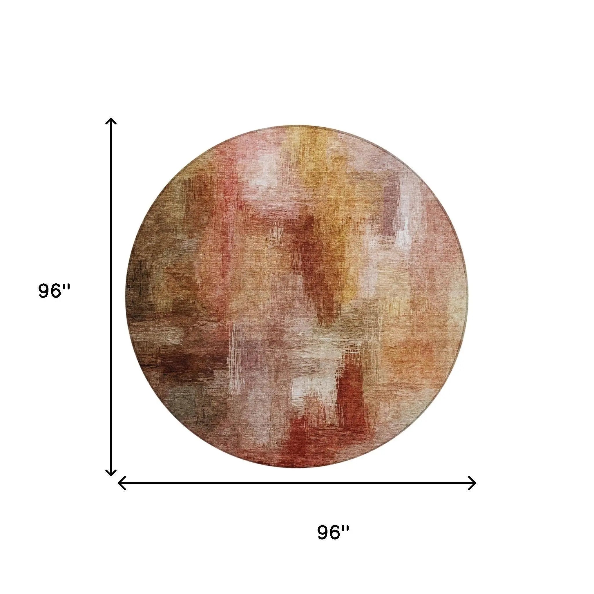 8' Orange And Copper Round Abstract Washable Indoor Outdoor Area Rug Homeroots Outdoor