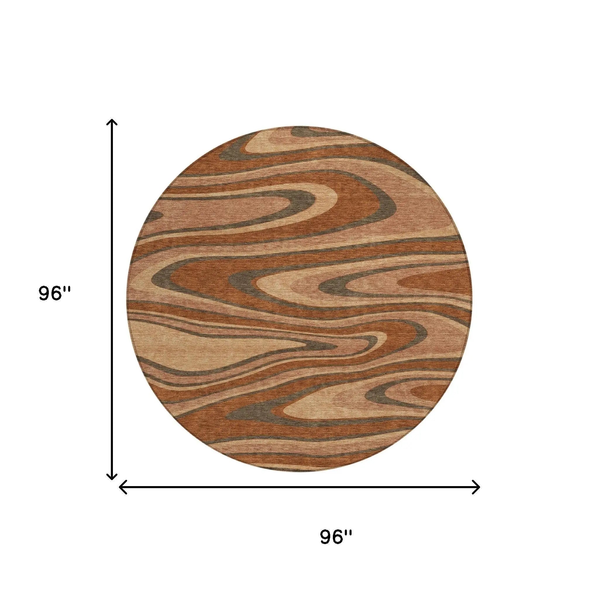 8' Orange And Copper Round Abstract Washable Indoor Outdoor Area Rug Homeroots Outdoor