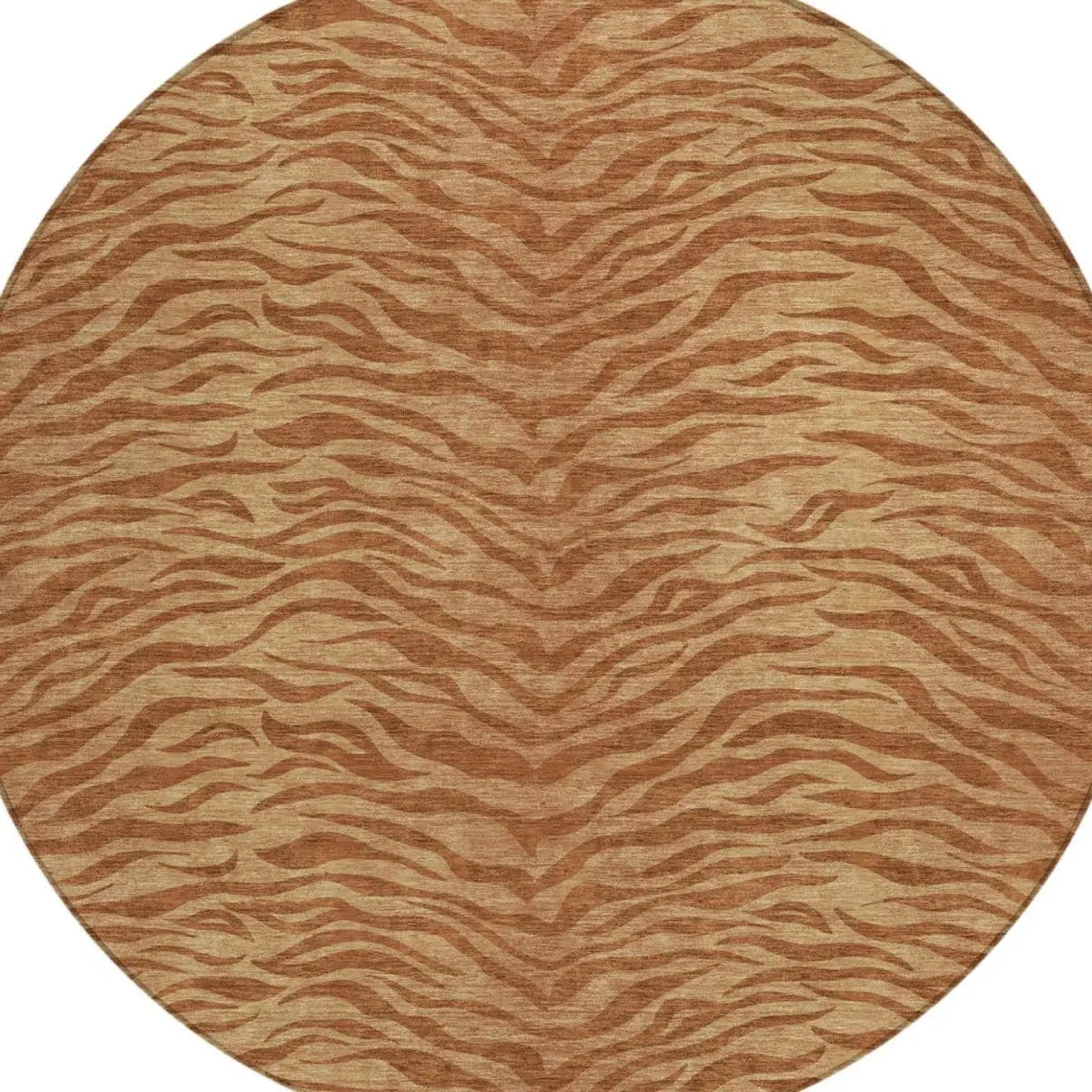 8' Orange And Copper Round Animal Print Washable Indoor Outdoor Area Rug Homeroots Outdoor