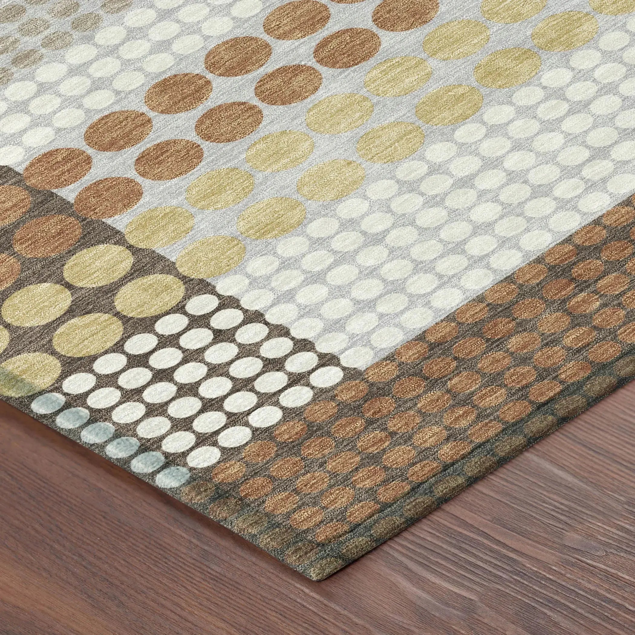 8' Orange And Copper Round Geometric Washable Indoor Outdoor Area Rug Homeroots Outdoor