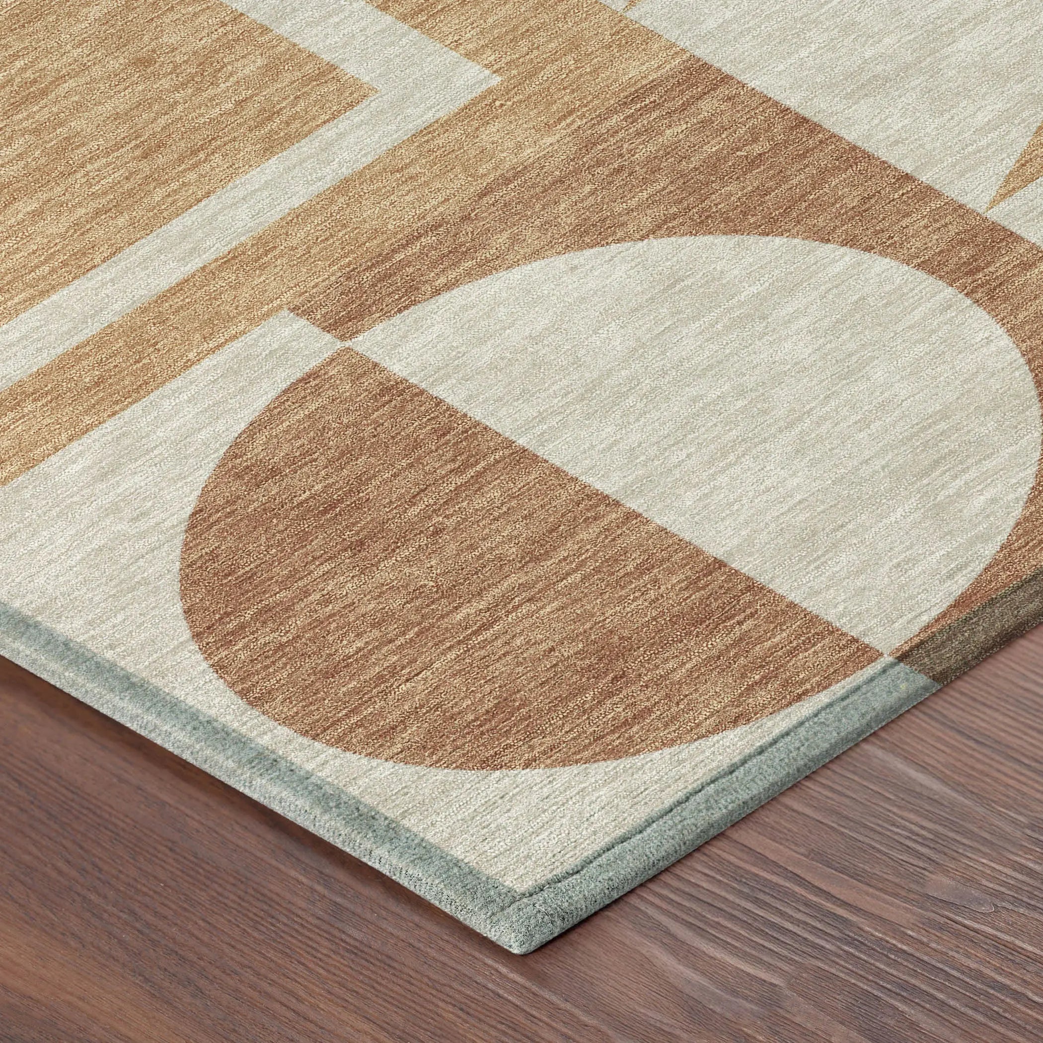 8' Orange And Copper Round Geometric Washable Indoor Outdoor Area Rug Homeroots Outdoor