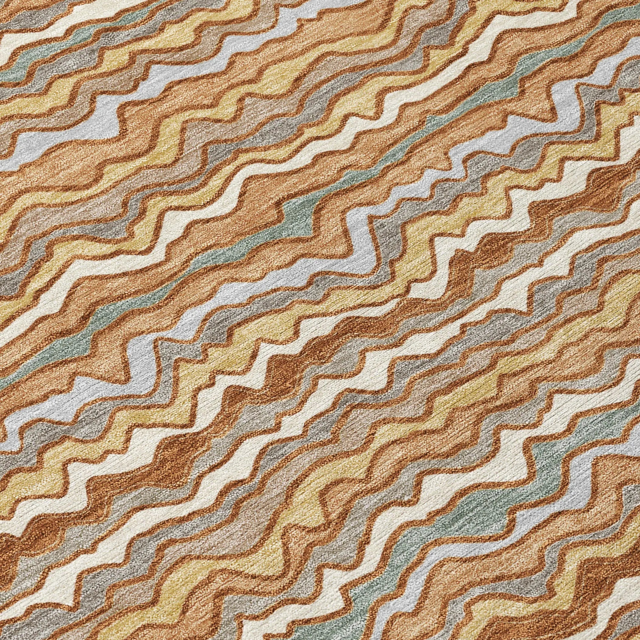 8' Orange And Copper Round Striped Washable Indoor Outdoor Area Rug Homeroots Outdoor