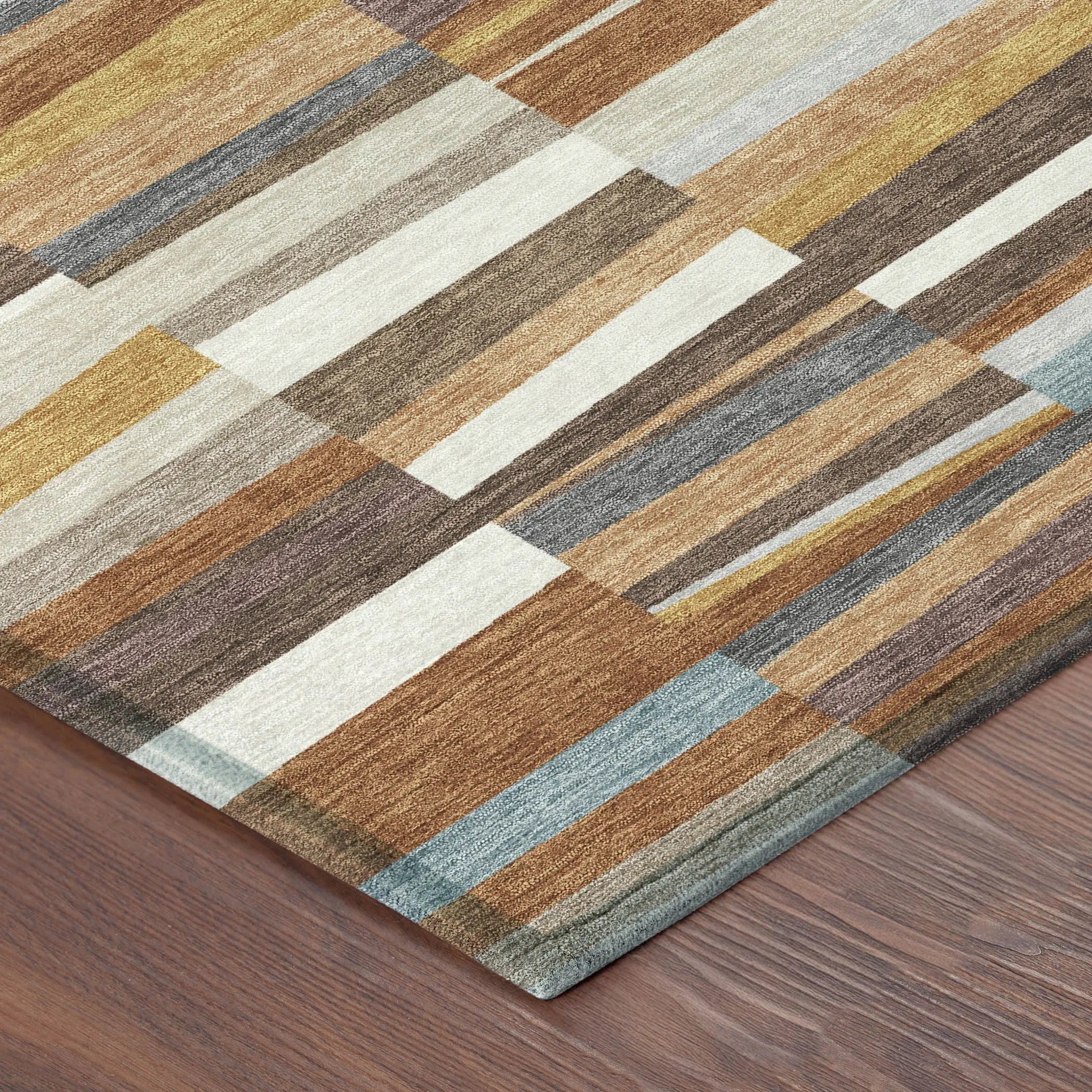 8' Orange And Copper Round Striped Washable Indoor Outdoor Area Rug Homeroots Outdoor