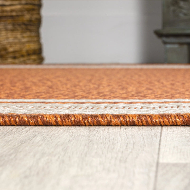 8' Orange And Cream Indoor Outdoor Runner Rug Homeroots Outdoor