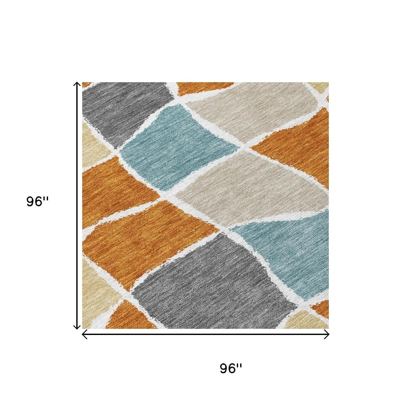 8' Orange And Graphite Round Geometric Washable Indoor Outdoor Area Rug Homeroots Outdoor