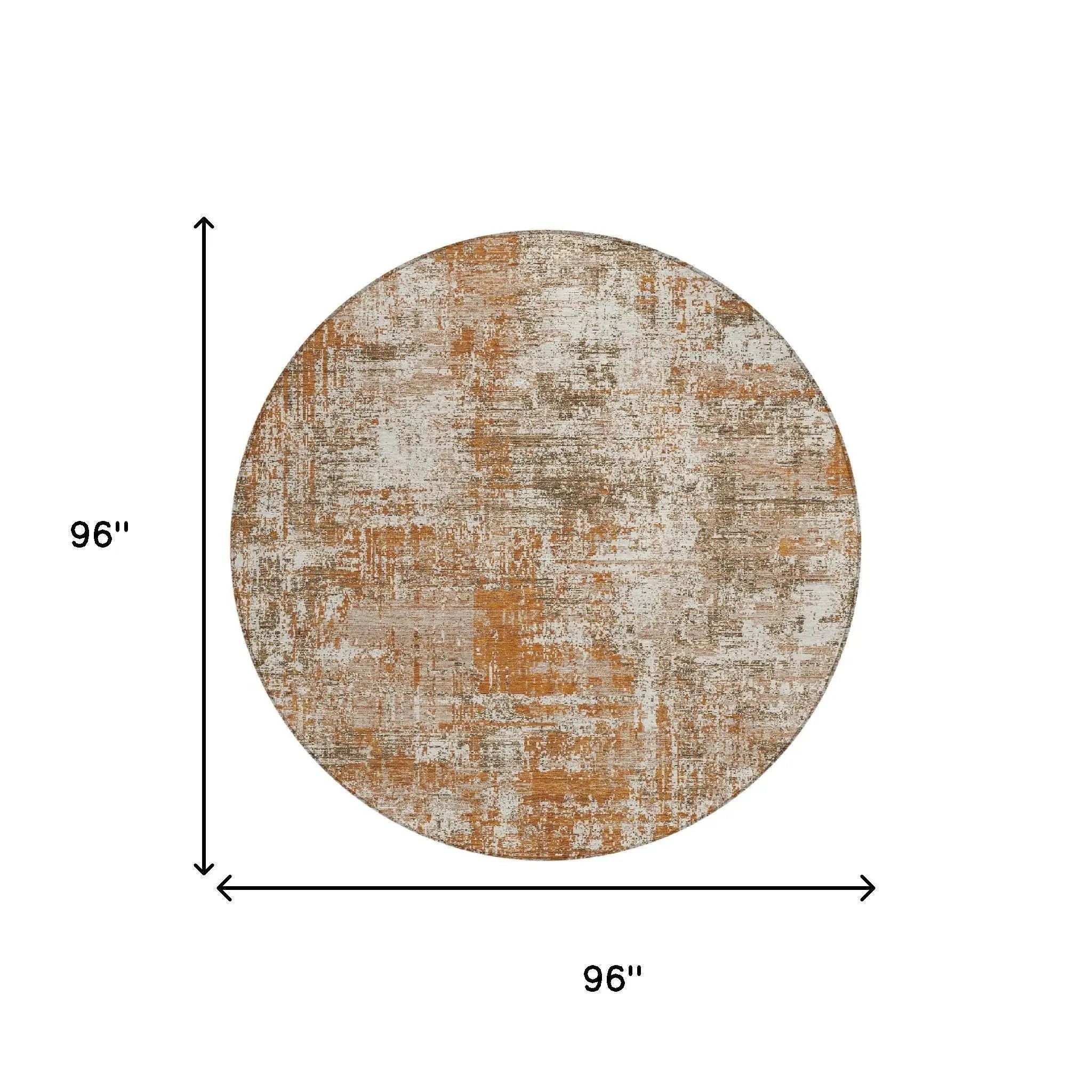 8' Orange And Green Round Abstract Washable Indoor Outdoor Area Rug Homeroots Outdoor