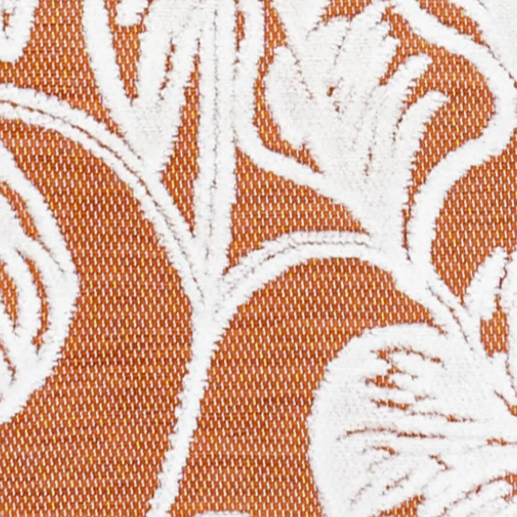 8' Orange And Ivory Floral Indoor Outdoor Runner Rug - GreatEagleInc