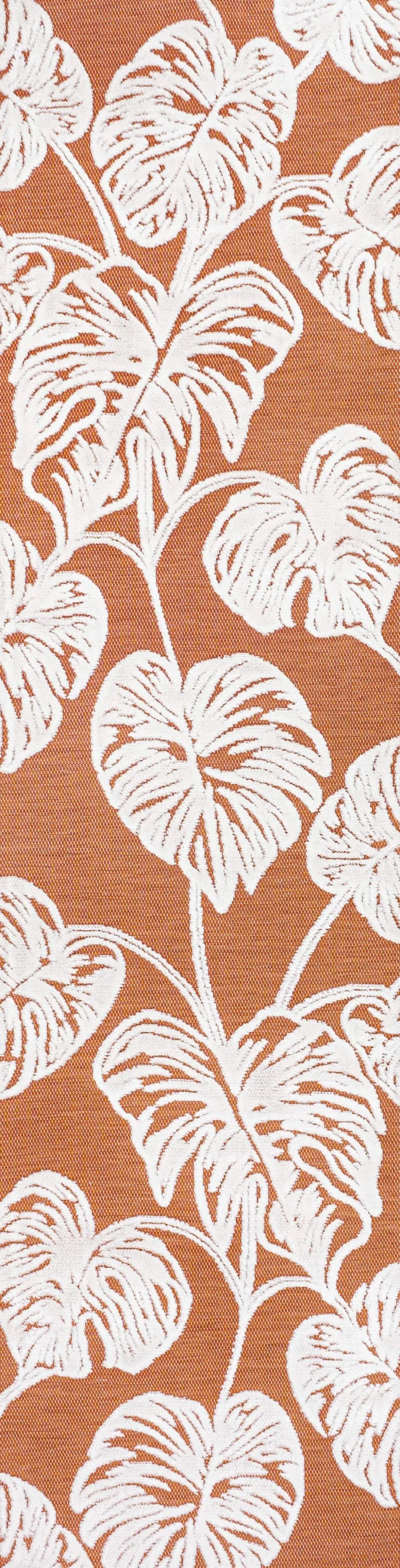 8' Orange And Ivory Floral Indoor Outdoor Runner Rug - GreatEagleInc