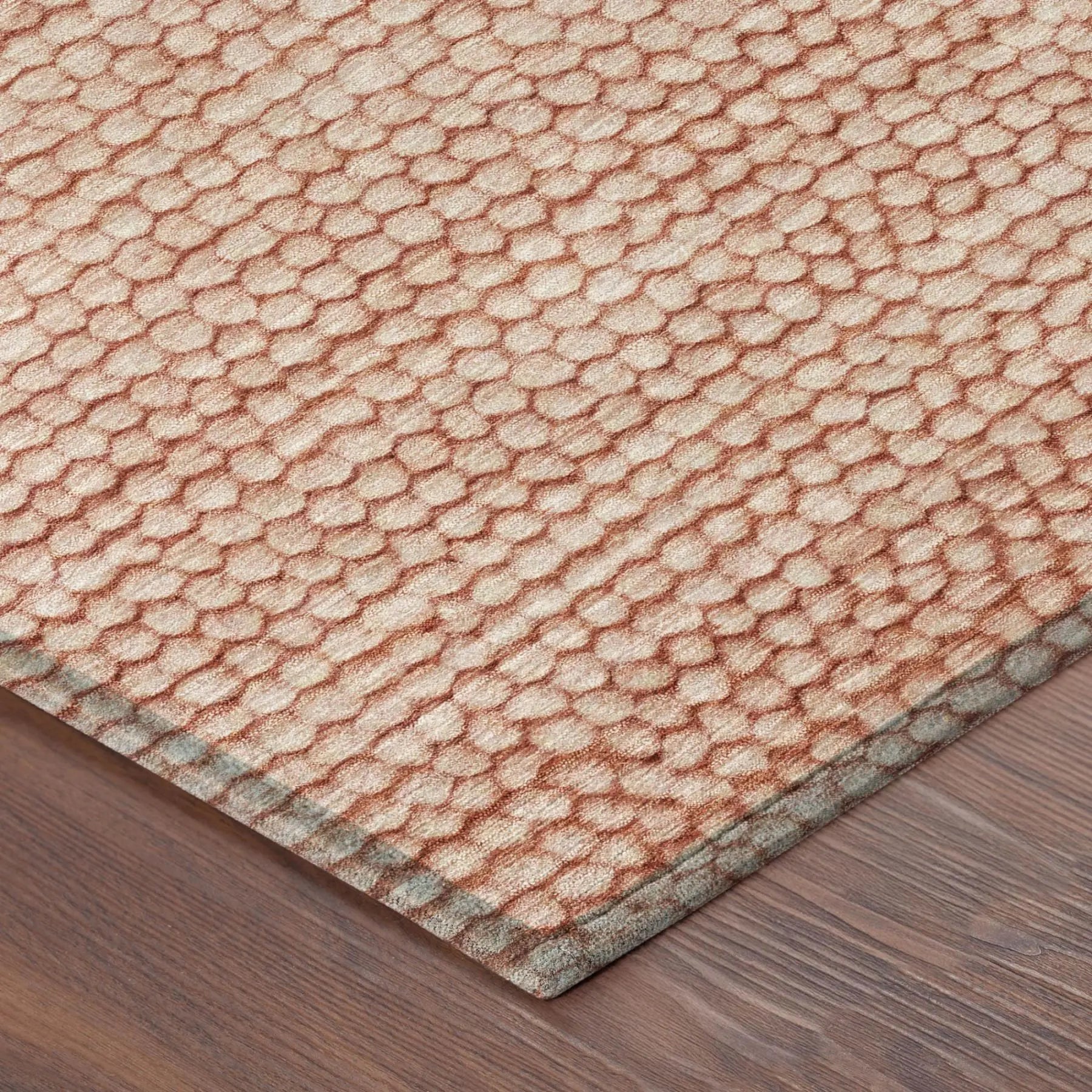 8' Orange And Salmon Round Striped Washable Indoor Outdoor Area Rug Homeroots Outdoor
