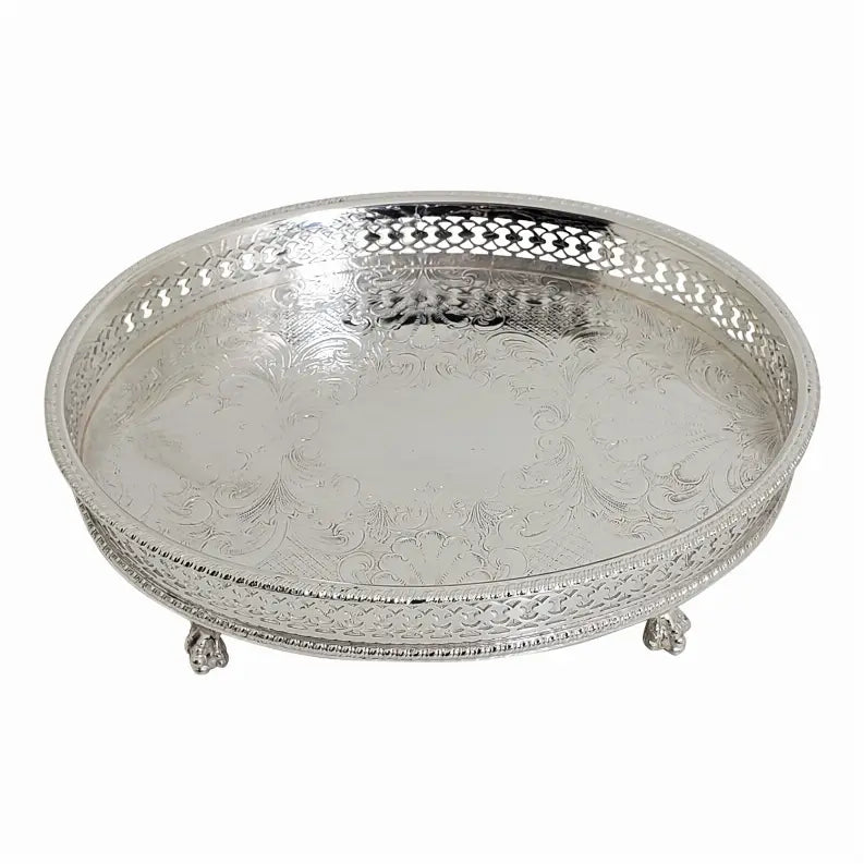 8" Oval Gallery Tray Silver Plated Corbell Silver