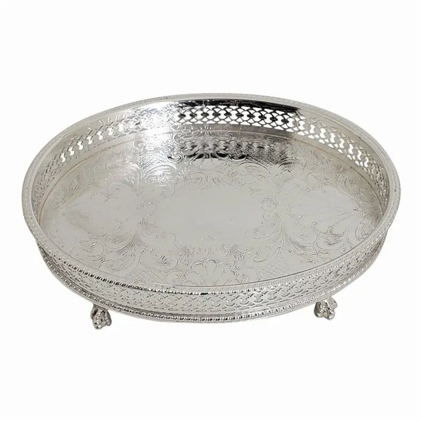 8" Oval Gallery Tray Silver Plated Corbell Silver