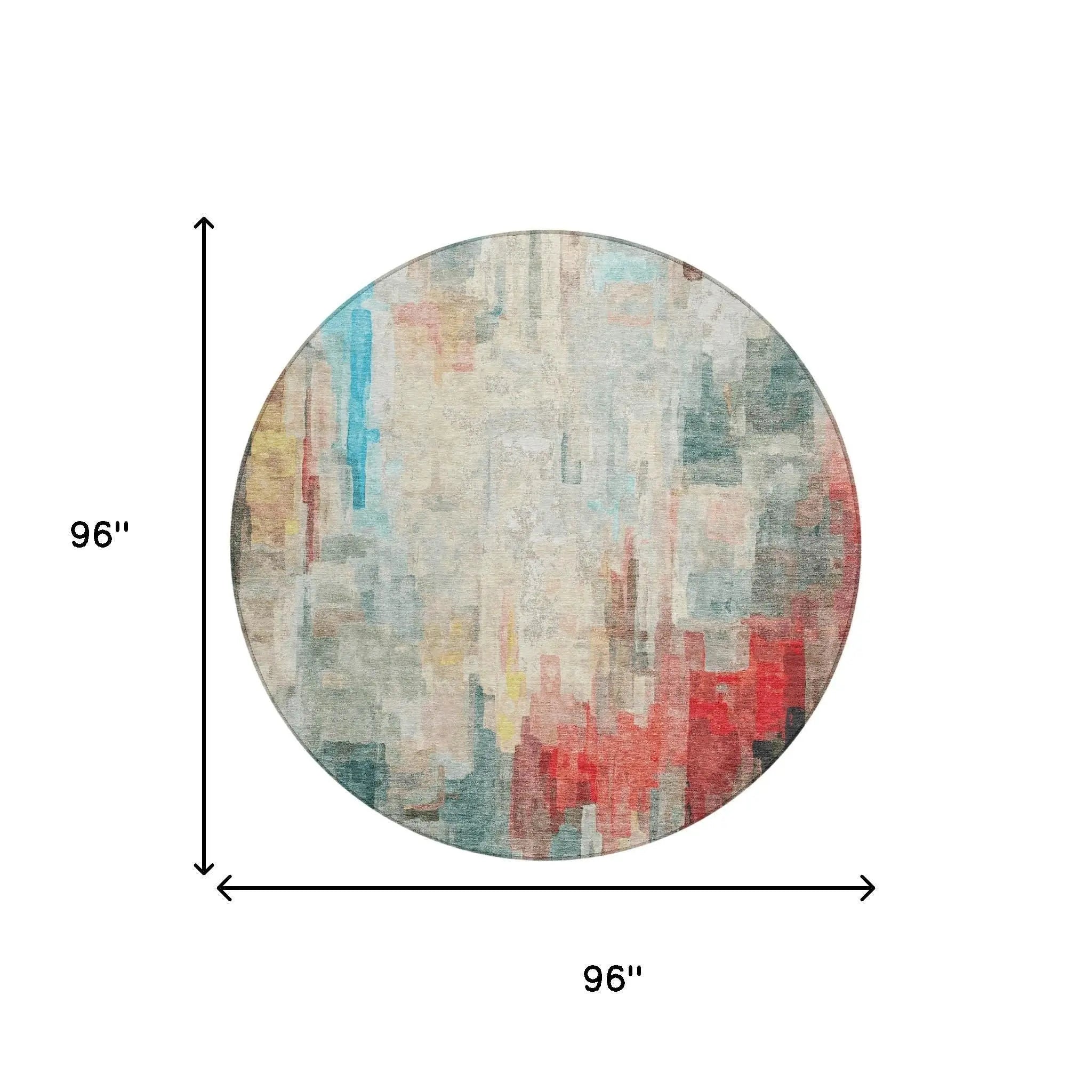 8' Pearl And Gray Round Abstract Washable Indoor Outdoor Area Rug Homeroots Outdoor